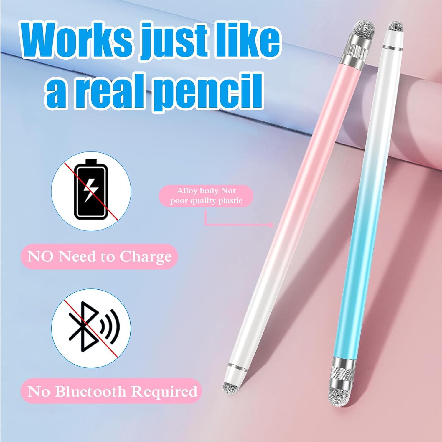 LÁPICES STYLUS BOPOMOFO 2 UNIDADES BLANCO ROSA Y BLANCO AZUL - 2