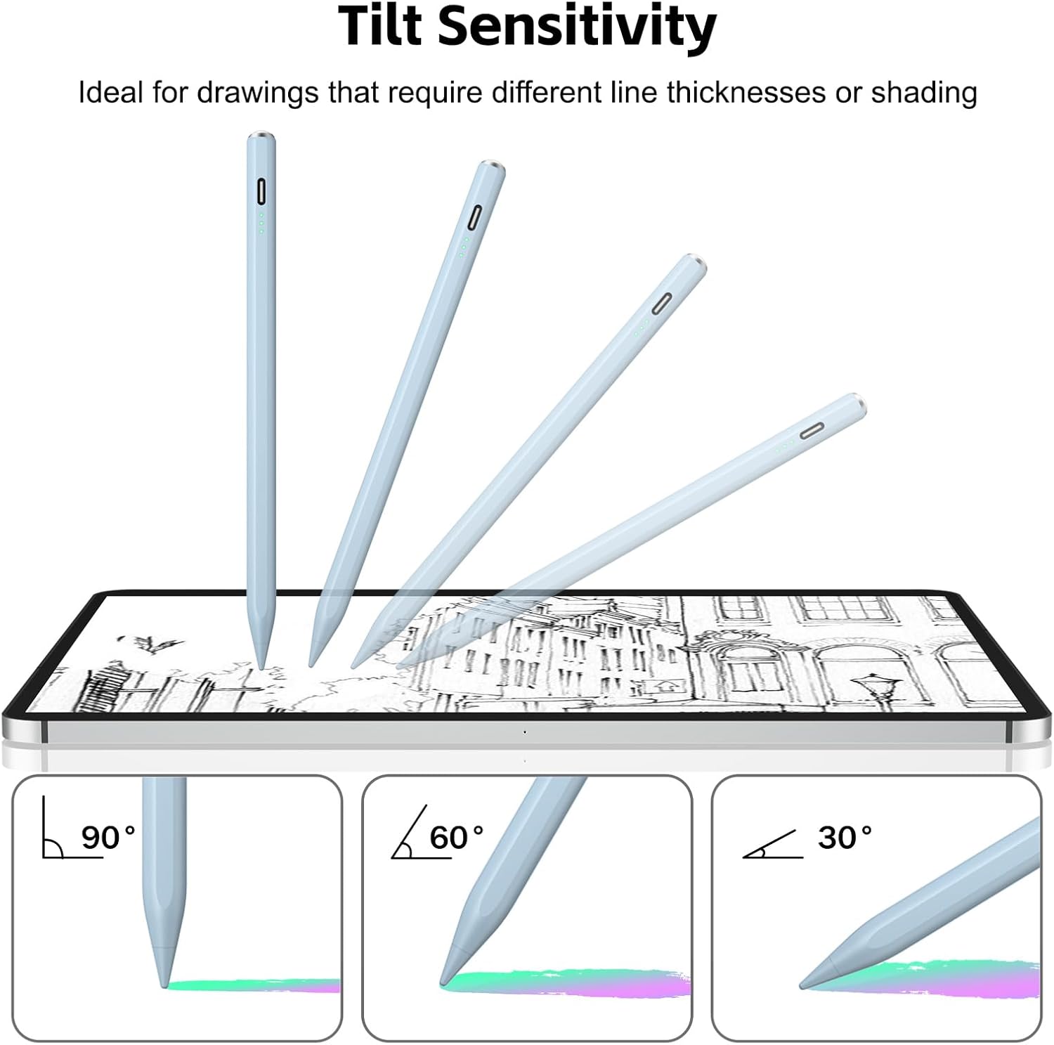 LÁPIZ STYLUS ASPAPER PARA IPAD 2018-2026 CARGA RÁPIDA 13 MIN SENSIBILIDAD AL INCLINAR - 5