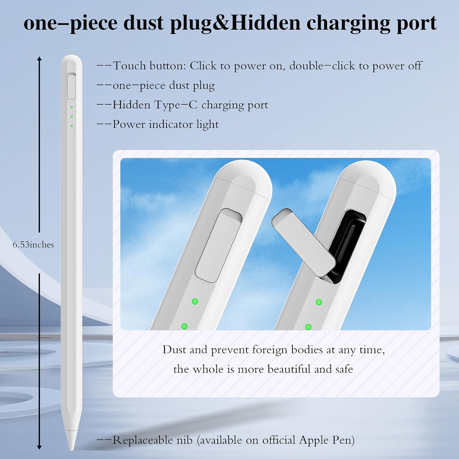 LÁPIZ STYLUS JVKZAEN PARA IPAD 11 Y 10ª GEN CON CARGA RÁPIDA Y SOPORTE PARA LÁPIZ - 4