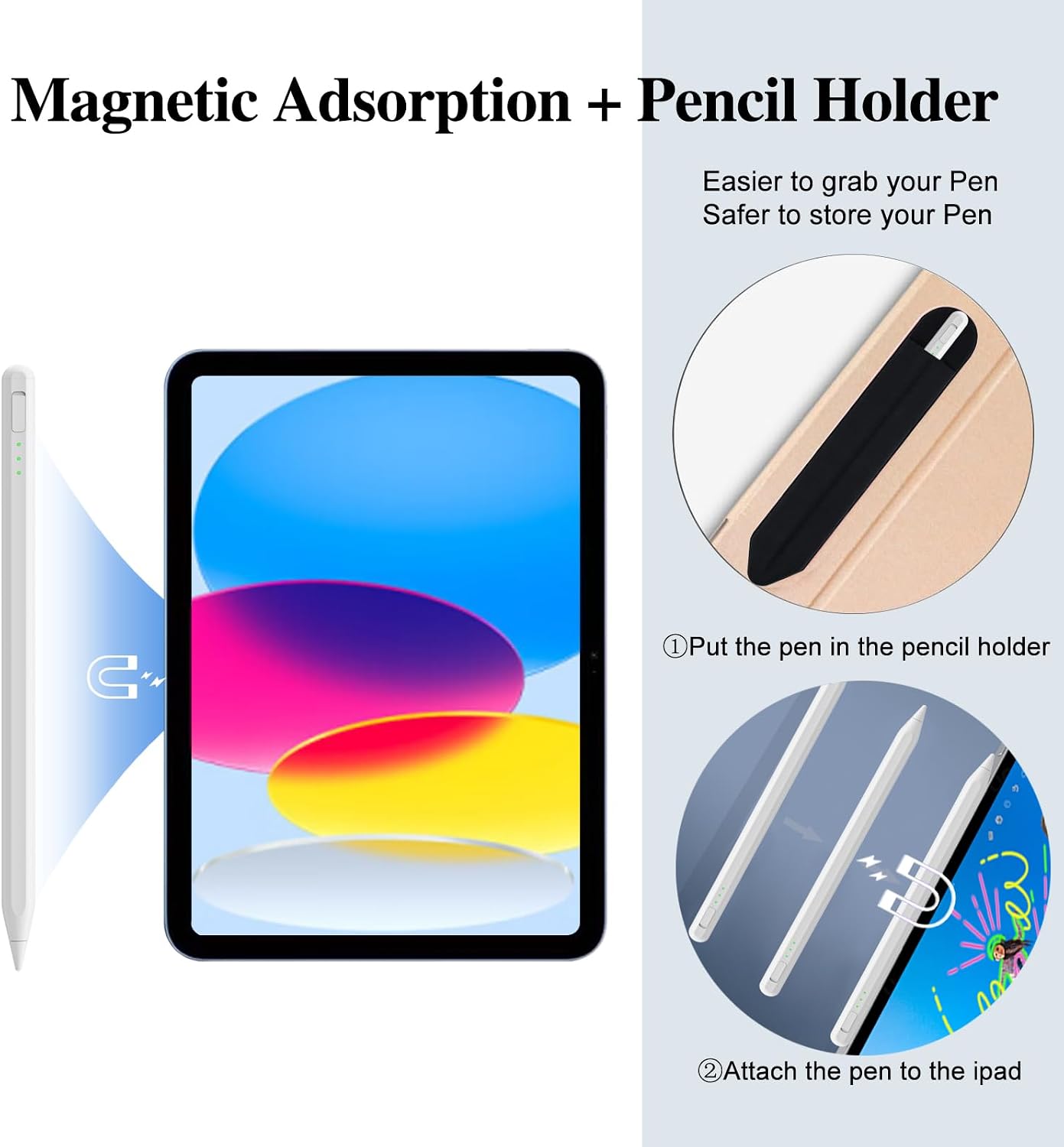 LÁPIZ STYLUS JVKZAEN PARA IPAD 11 Y 10ª GEN CON CARGA RÁPIDA Y SOPORTE PARA LÁPIZ - 5