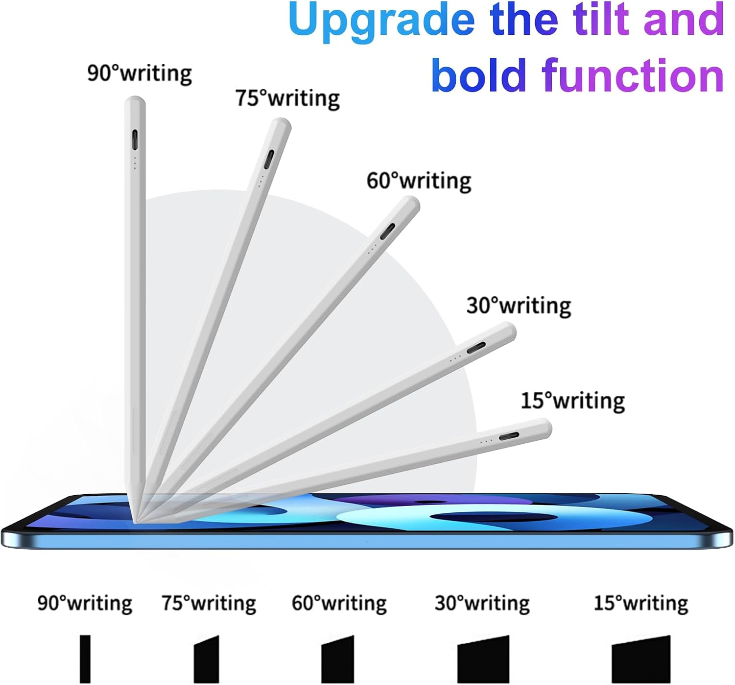 LÁPIZ STYLUS AIJUES PARA IPAD 6ª-11ª GENERACIÓN CARGA RÁPIDA Y RECHAZO DE PALMA - 4