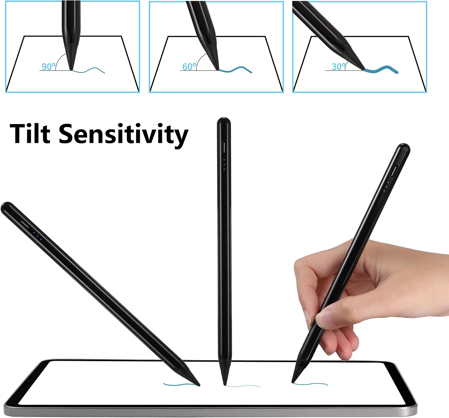 LÁPIZ STYLUS PARA IPAD WAIKTYNE COMPATIBLE CON APPLE PENCIL 1RA Y 2DA GENERACIÓN NEGRO - 4