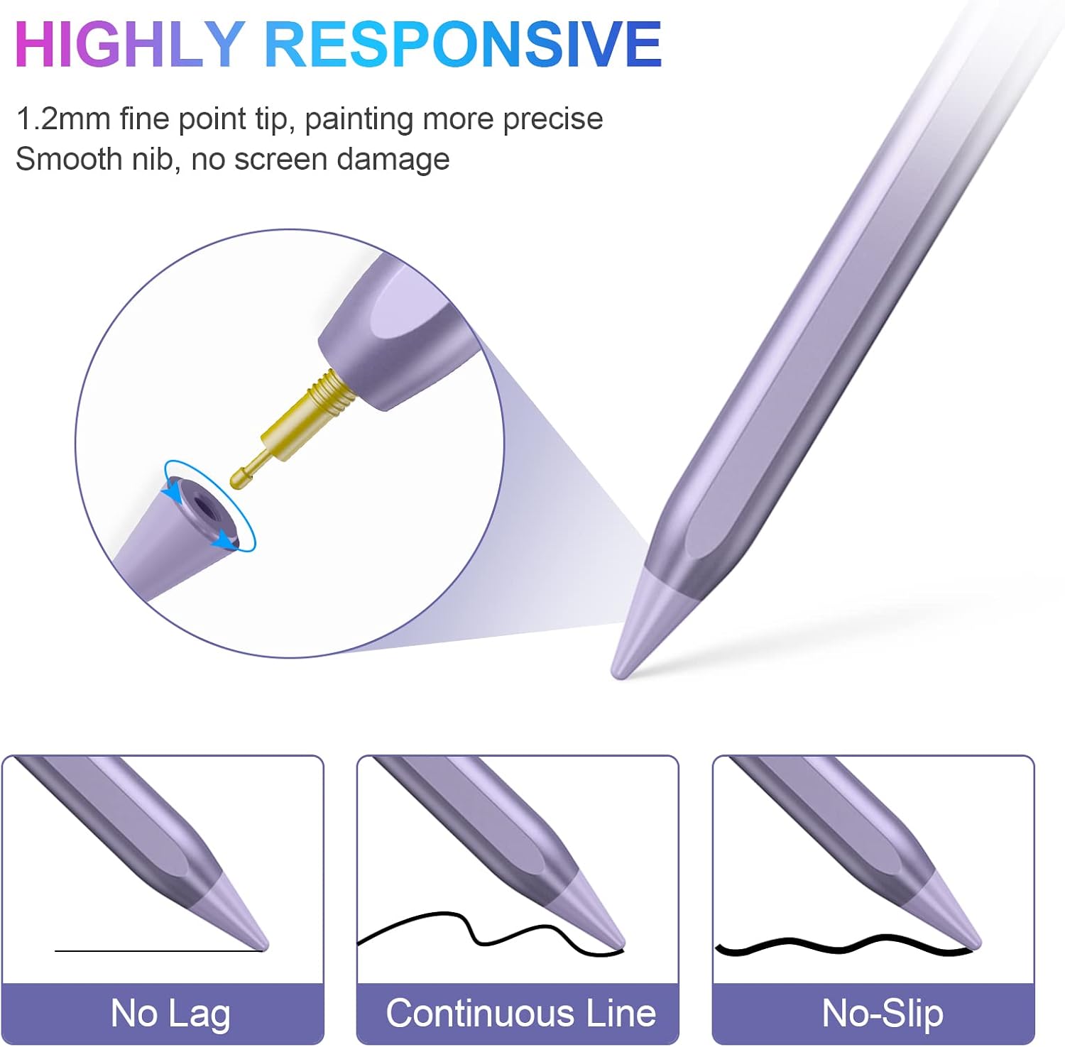 LÁPIZ STYLUS COO PARA IPAD 2018-2023 CON PALM REJECTION MORADO - 4