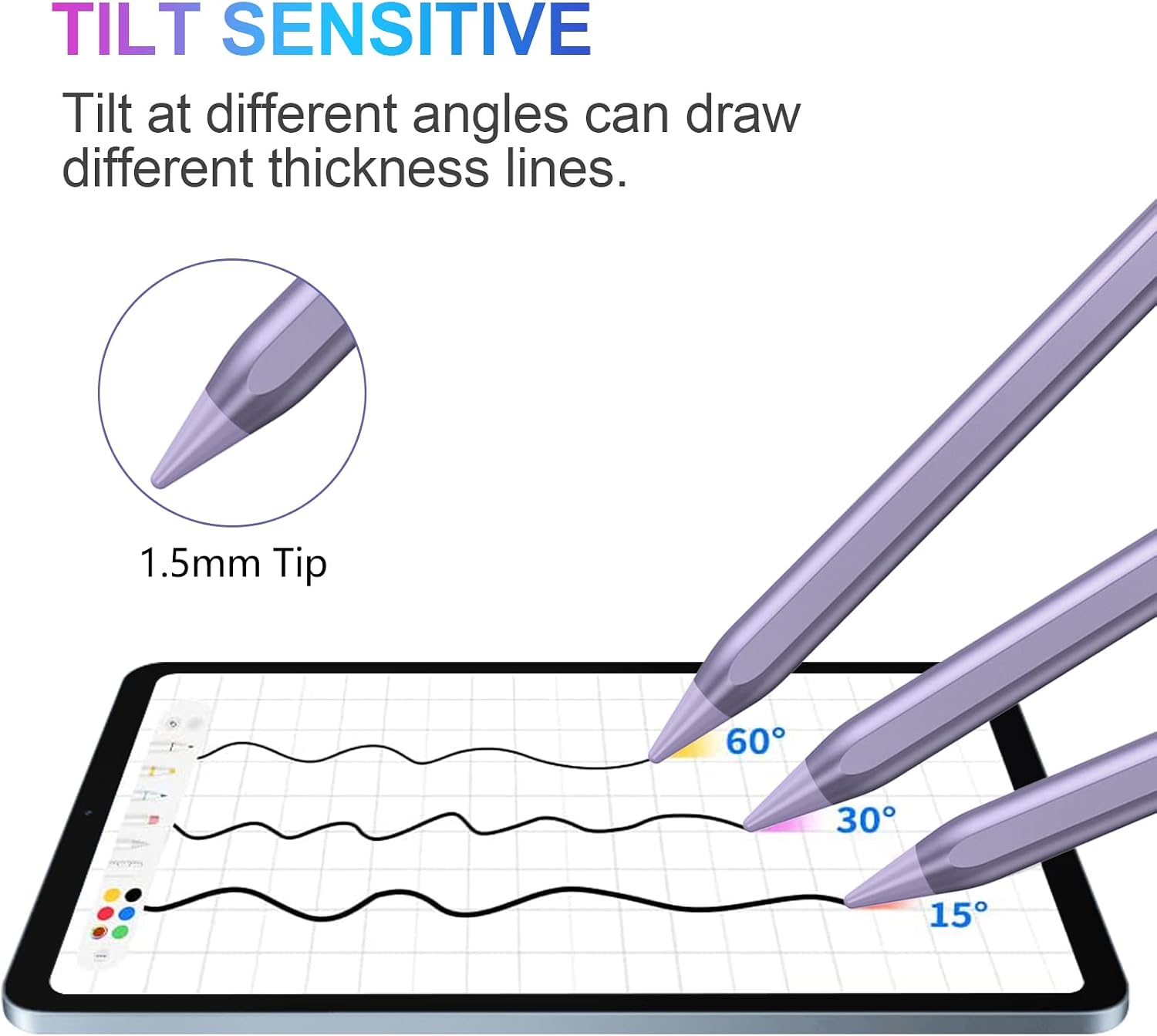 LÁPIZ STYLUS COO PARA IPAD 2018-2023 CON PALM REJECTION MORADO - 5