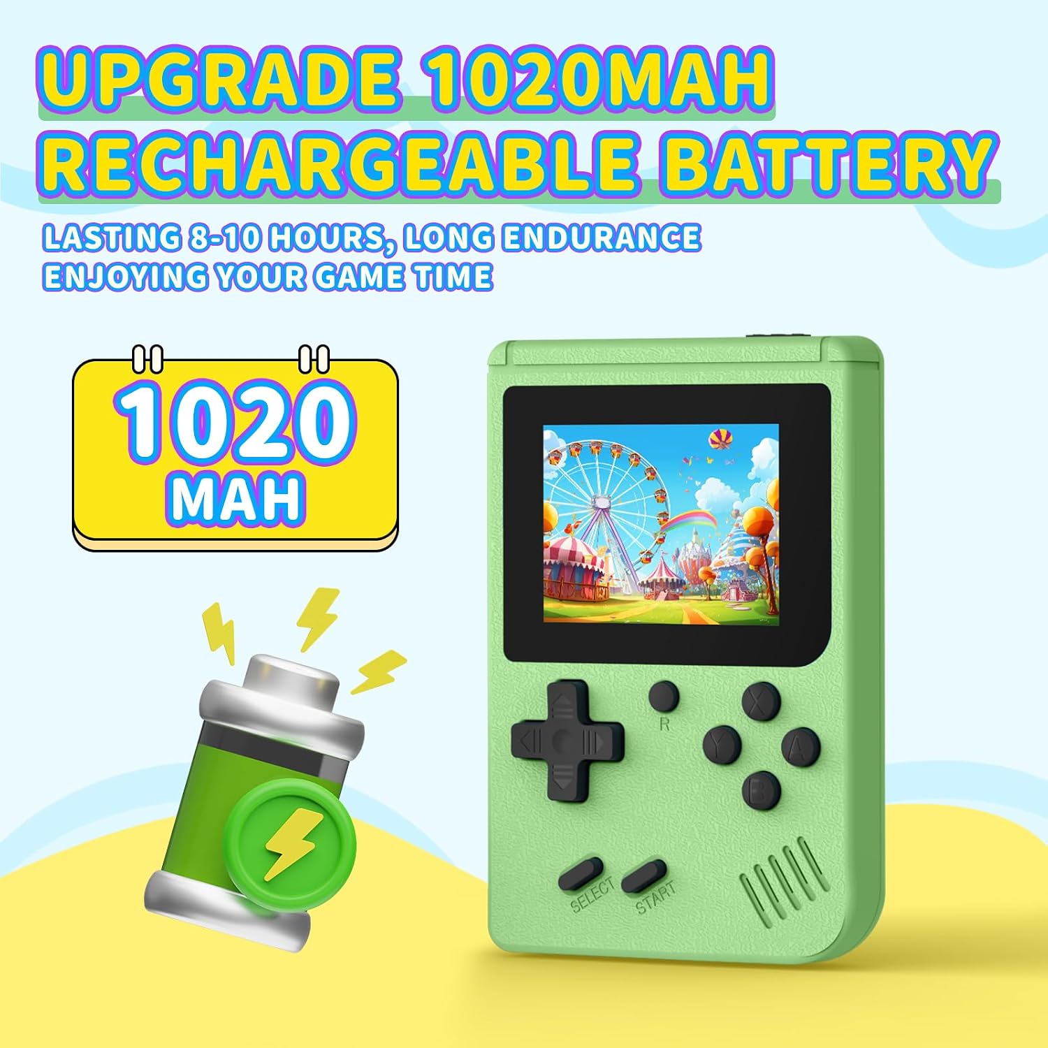 CONSOLA PORTÁTIL RETRO AQHH MINI PLUS 400 JUEGOS CLÁSICOS PANTALLA 3 PULGADAS VERDE - 2