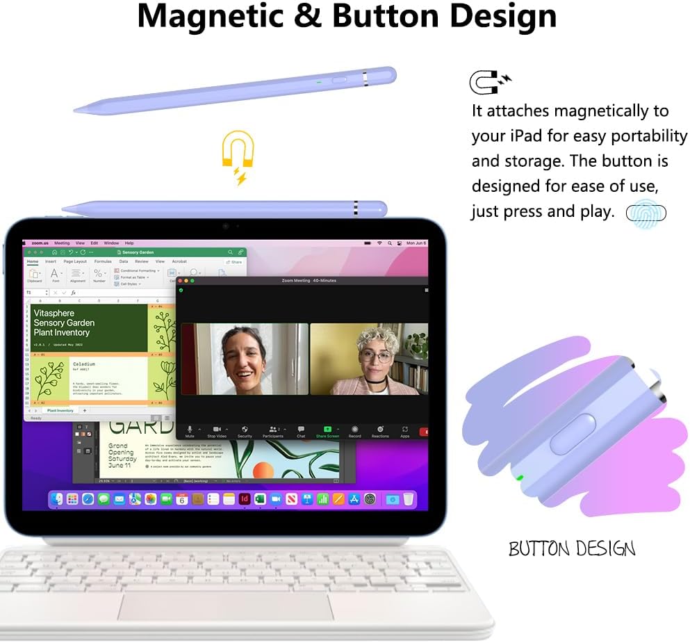 LÁPIZ STYLUS KIROSA IPAD PENCIL USB C PARA IPAD 6 A 11 GEN, MINI 5/6, AIR 3 A 5/M2/M3, PRO 11'/12.9'/M4 (2018-2025) - 2