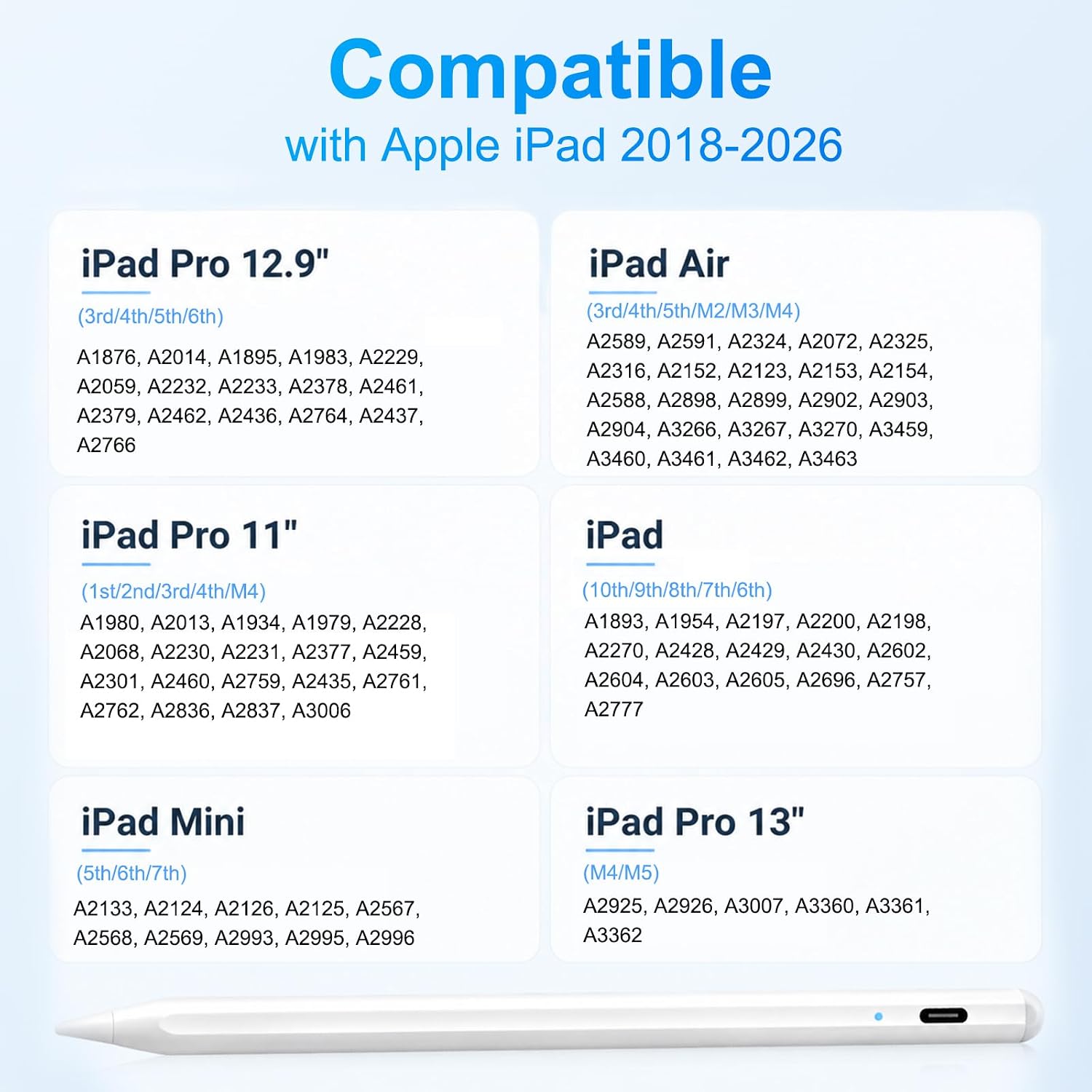 LÁPIZ STYLUS BLEBLE PARA IPAD 2018-2026 CARGA RÁPIDA BLANCO - 4