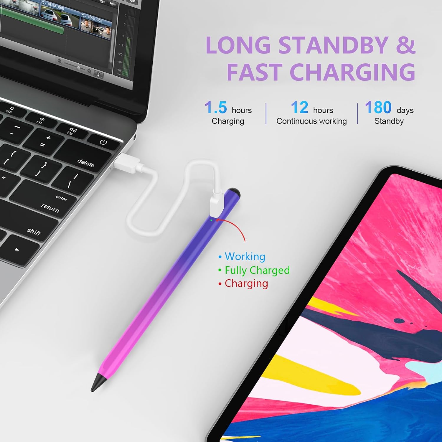 LÁPIZ STYLUS COO PARA IPAD PRO AIR MINI 2018-2024 COLOR ROJO ROSA - 4
