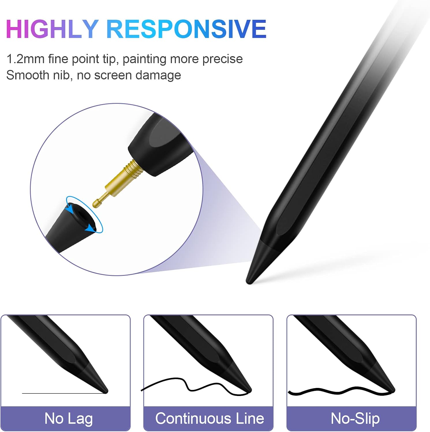 LÁPIZ STYLUS COO PARA IPAD PRO AIR MINI 2018-2024 CON PALM REJECTION Y CARGA RÁPIDA - 4