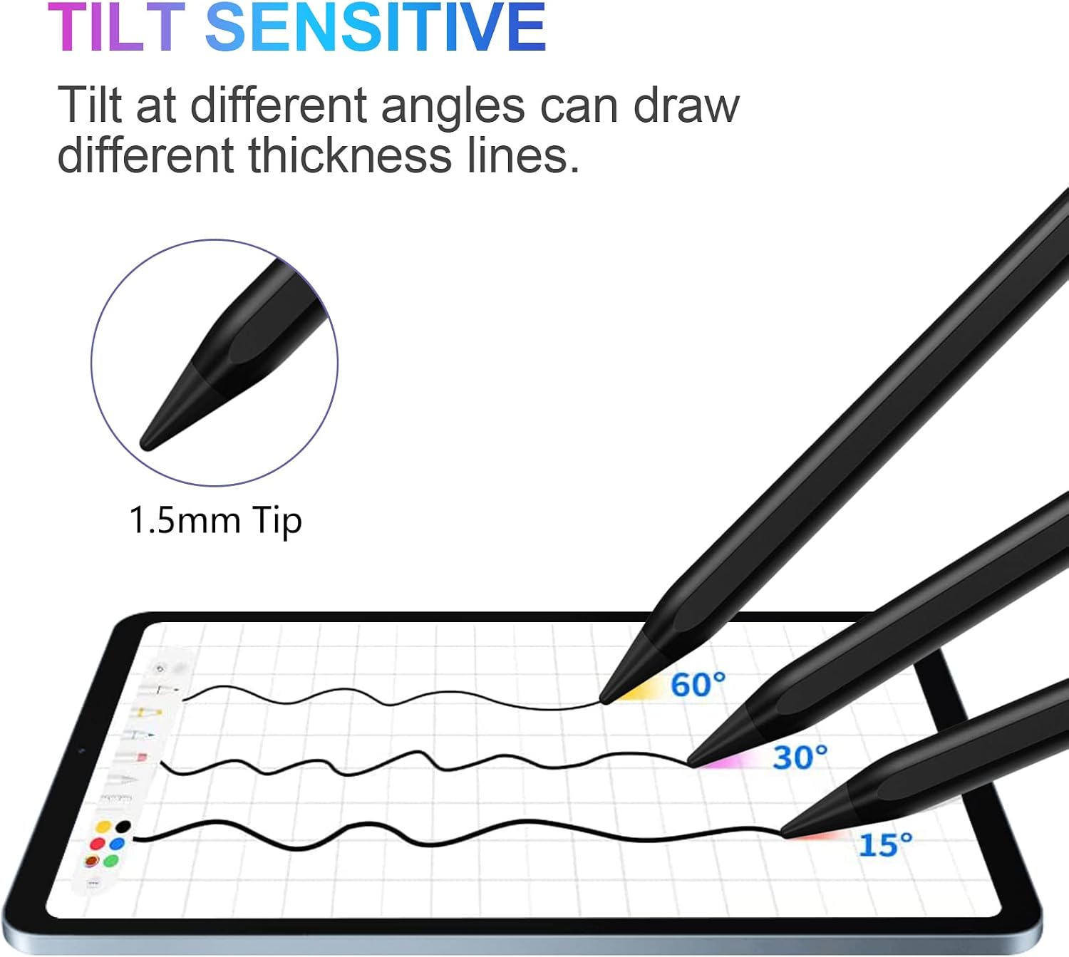 LÁPIZ STYLUS COO PARA IPAD PRO AIR MINI 2018-2024 CON PALM REJECTION Y CARGA RÁPIDA - 5