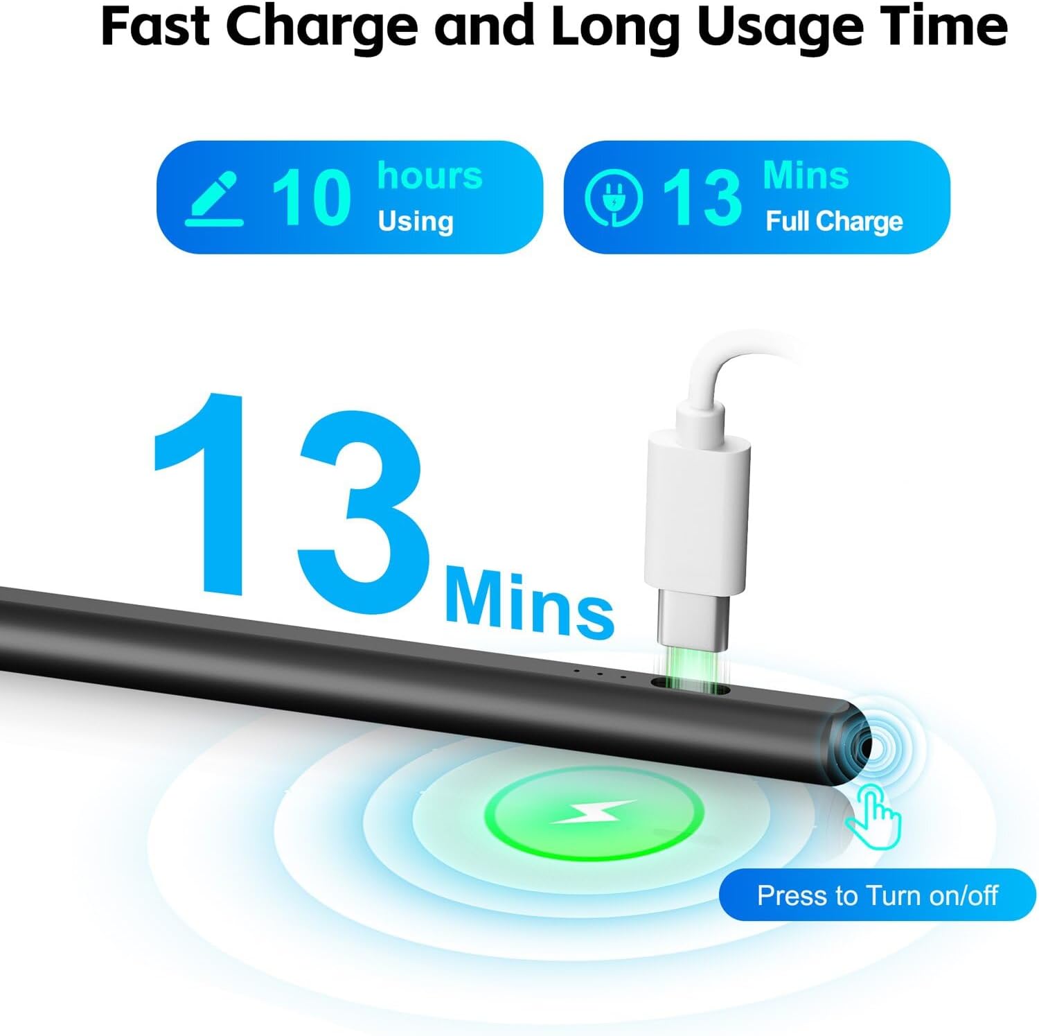 LÁPIZ STYLUS ASPAPER PARA IPAD 2026-2018 CARGA RÁPIDA 13 MIN SENSIBILIDAD AL INCLINAR - 4