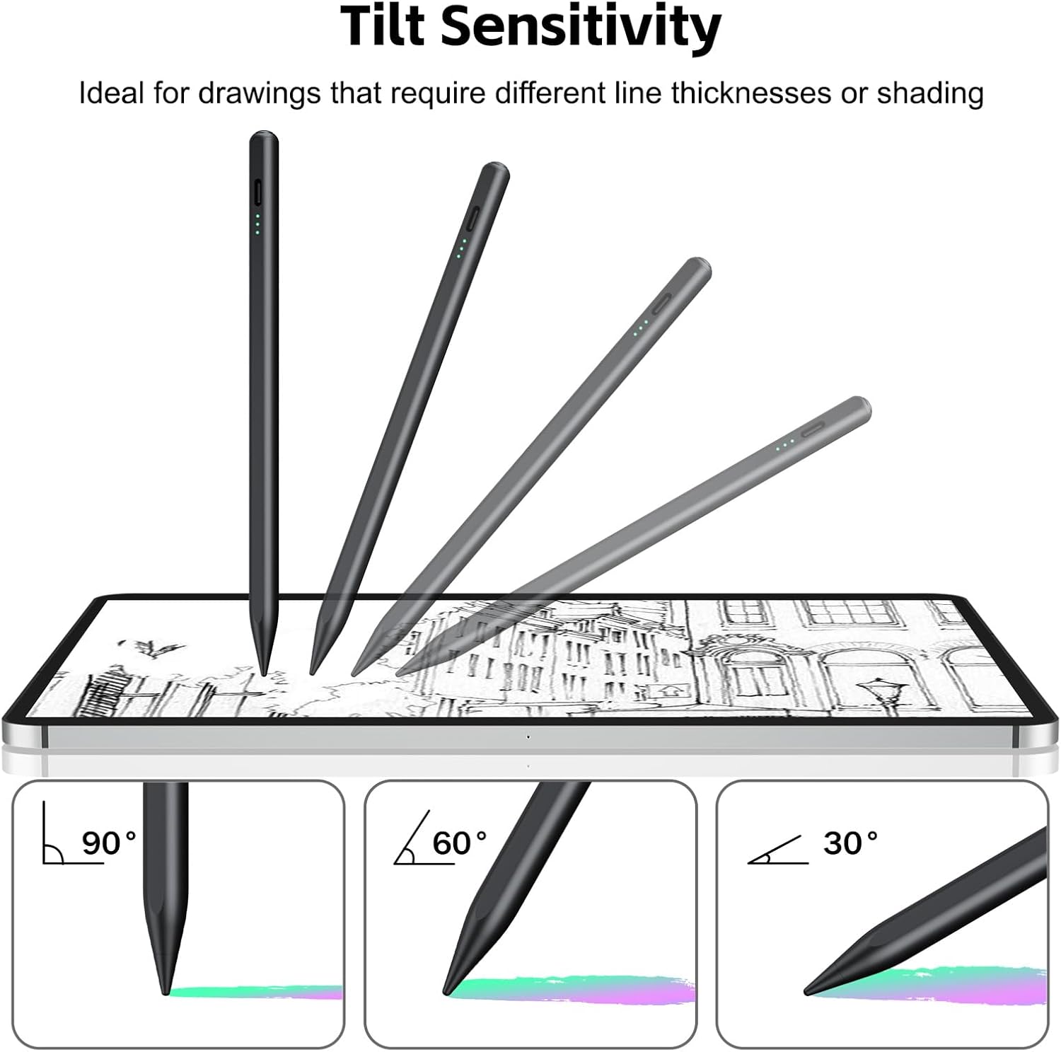 LÁPIZ STYLUS ASPAPER PARA IPAD 2026-2018 CARGA RÁPIDA 13 MIN SENSIBILIDAD AL INCLINAR - 5