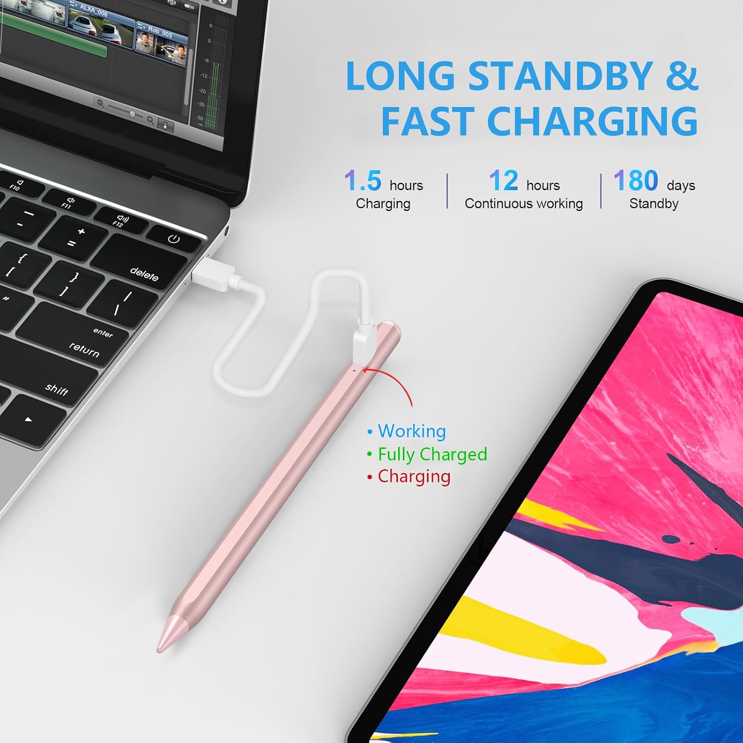 LÁPIZ STYLUS COO PARA IPAD PRO AIR MINI 2018-2024 ROSE GOLD - 4