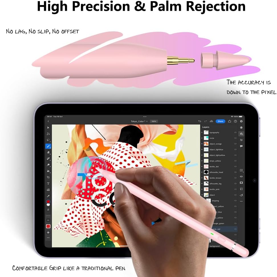 LÁPIZ STYLUS KIROSA IPAD PENCIL USB C PARA IPAD 6 A 11 GEN, MINI 5/6, AIR 3 A 5, PRO 11'/12.9' - 5