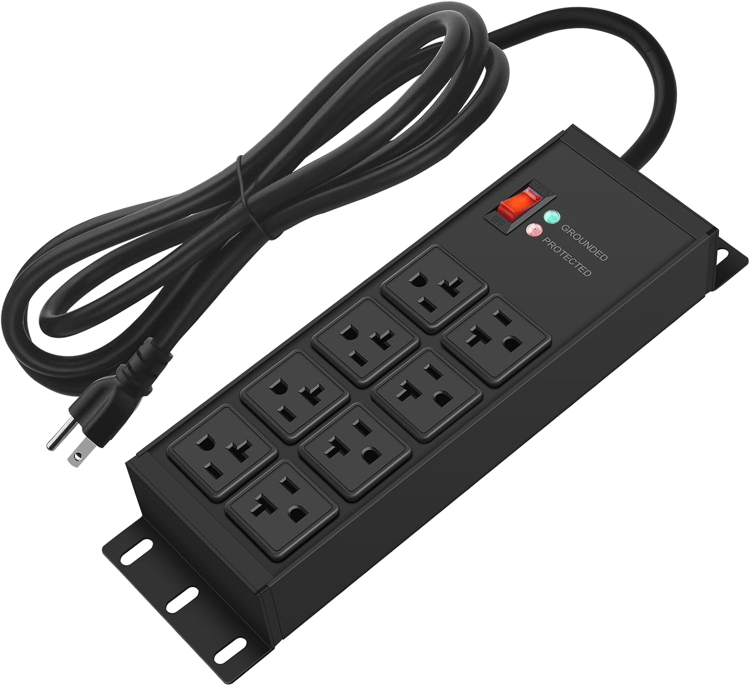 REGLETA ELÉCTRICA CCCEI 12 GAUGE 8 TOMAS 6 PIES NEGRA - 1