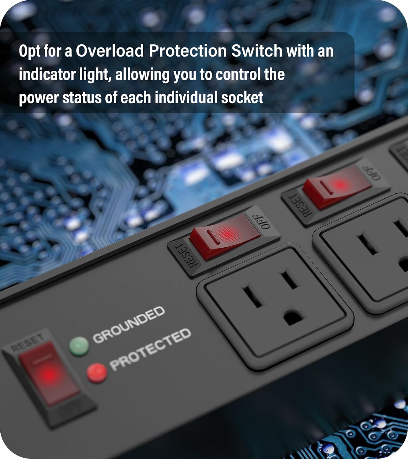 EXTENSIÓN ELÉCTRICA CCCEI 12 GAUGE 50 PIES CON INTERRUPTORES INDIVIDUALES NEGRO - 4