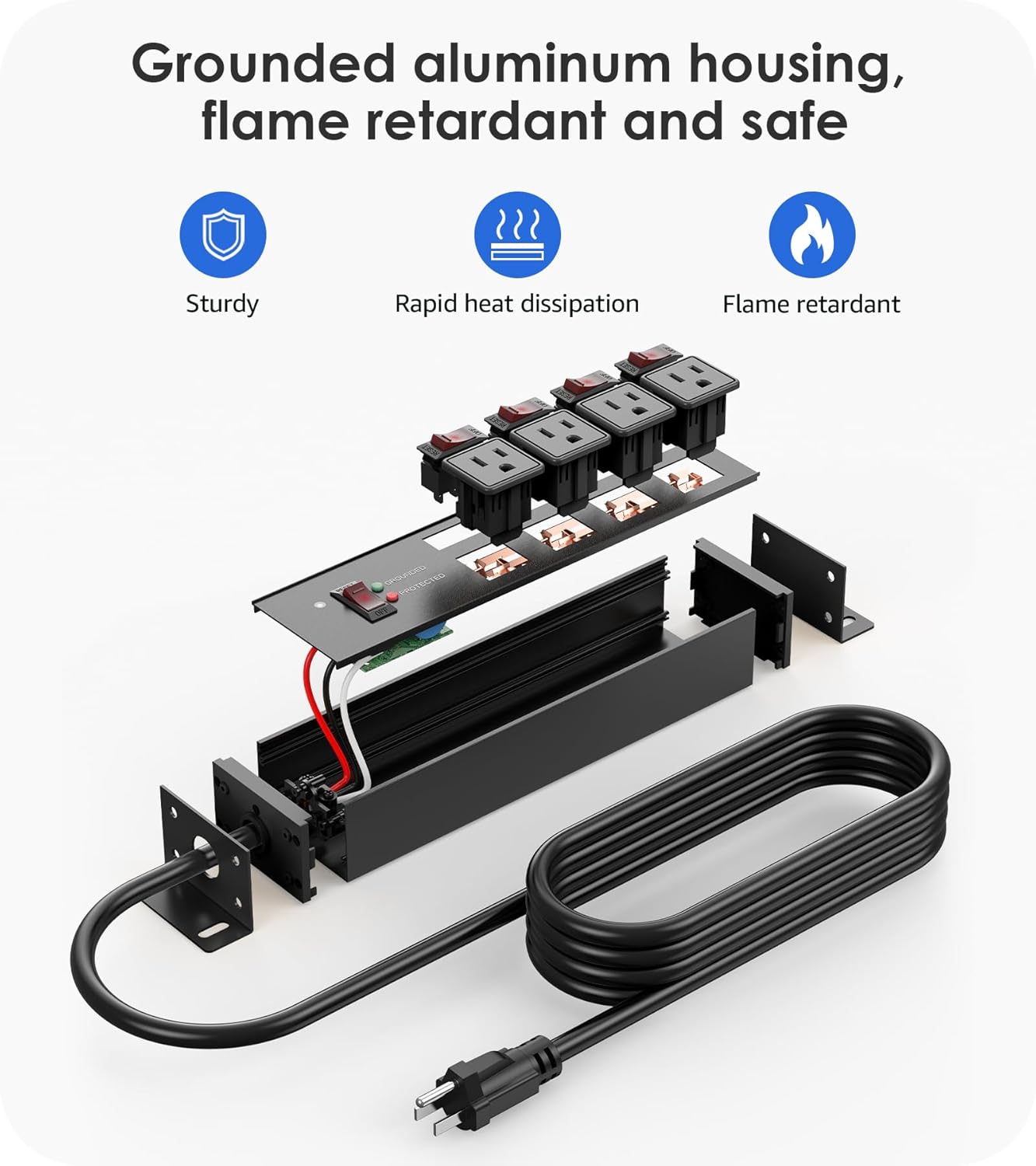 EXTENSIÓN ELÉCTRICA CCCEI 12 GAUGE 50 PIES CON INTERRUPTORES INDIVIDUALES NEGRO - 5