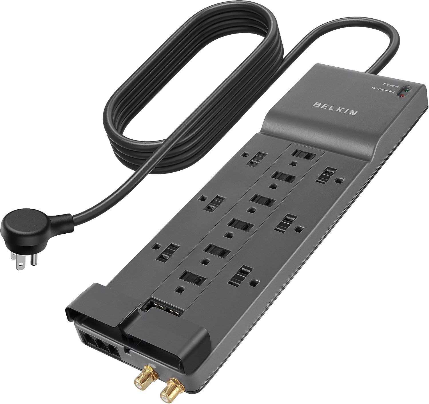 REGLETA CON PROTECTOR DE SOBRETENSIÓN BELKIN 12 TOMAS 4,156 JULIOS CABLE 3 M ENCHUFE PLANO - 1