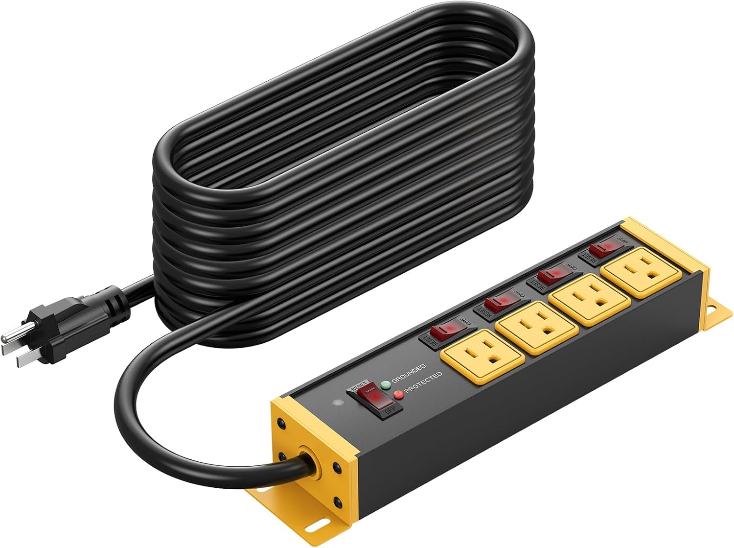 EXTENSIÓN ELÉCTRICA CCCEI 12 GAUGE 50 PIES AMARILLO CON INTERRUPTORES INDIVIDUALES - 1