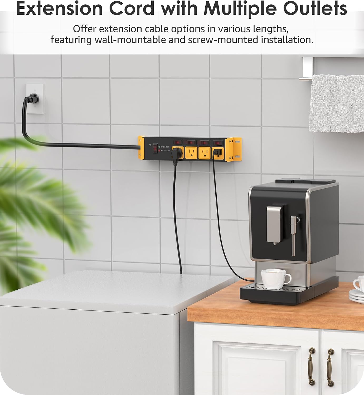 EXTENSIÓN ELÉCTRICA CCCEI 12 GAUGE 50 PIES AMARILLO CON INTERRUPTORES INDIVIDUALES - 5