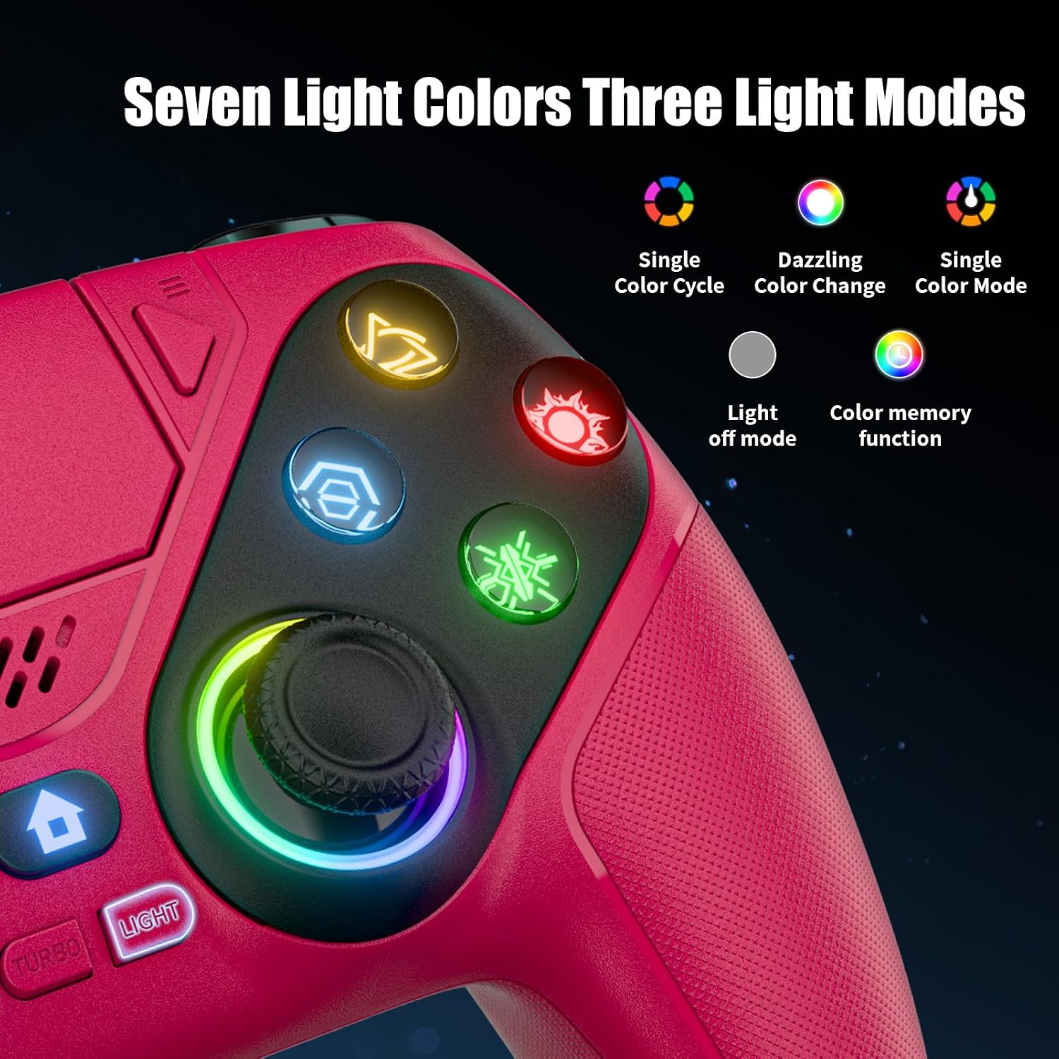 CONTROL INALÁMBRICO LED GAMROMBO PARA PS5 MAROON - 3