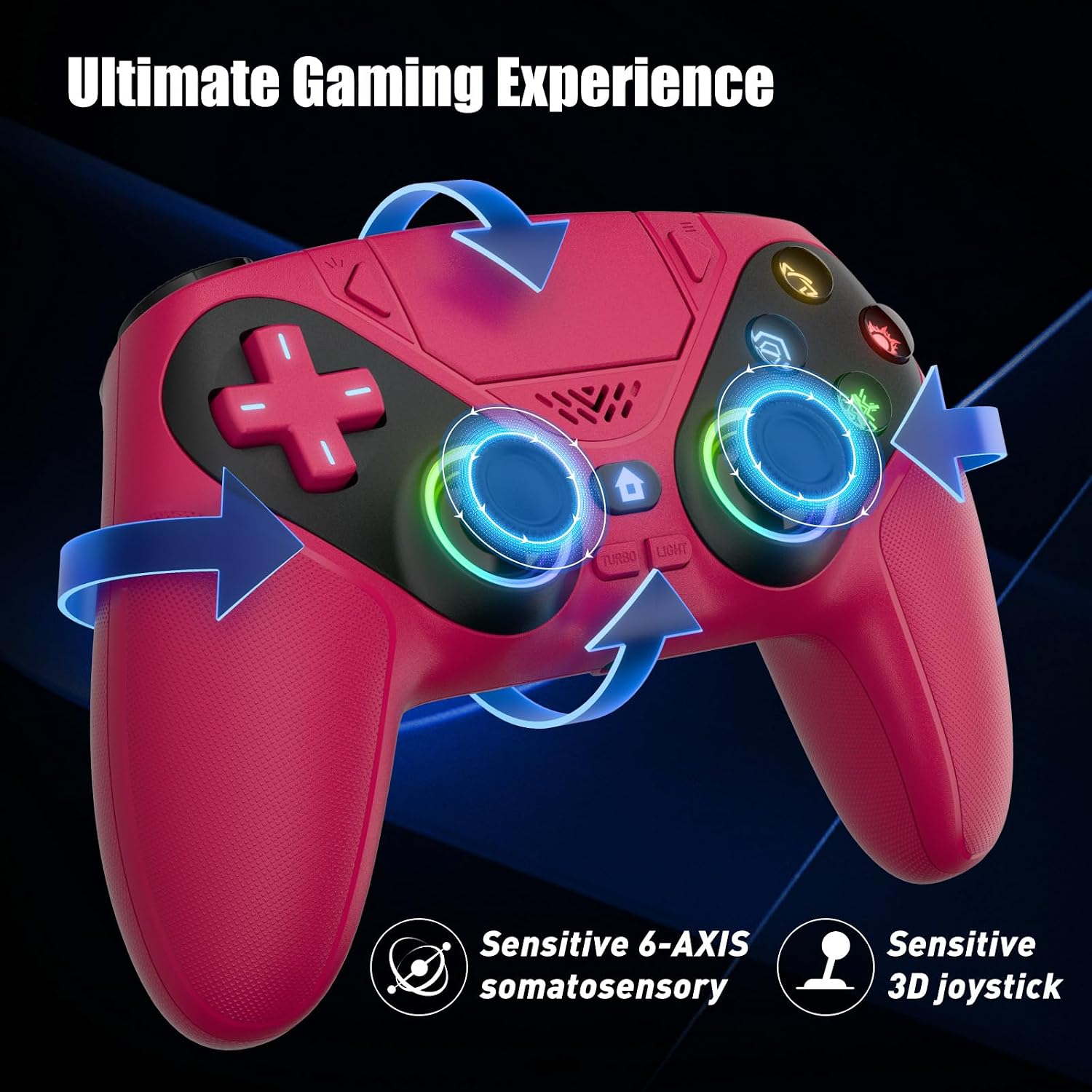 CONTROL INALÁMBRICO LED GAMROMBO PARA PS5 MAROON - 4