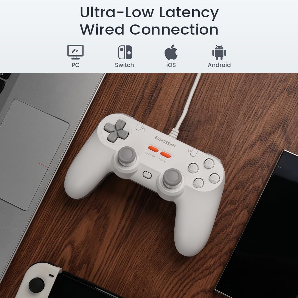 MANDO CON CABLE GAMESIR TEGENARIA LITE PARA SWITCH, ANDROID, IOS, PC, STEAM BLANCO SERENE - 4