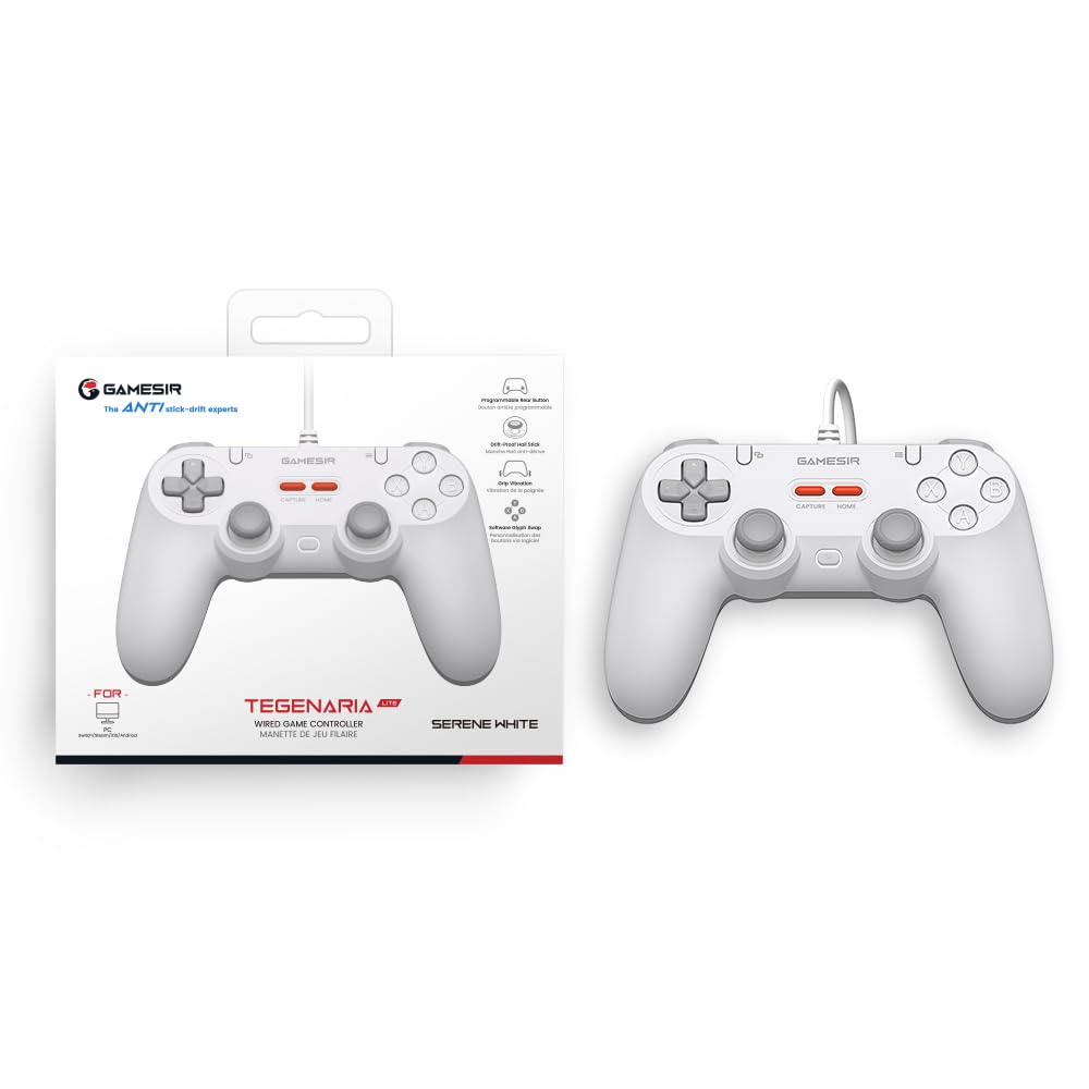MANDO CON CABLE GAMESIR TEGENARIA LITE PARA SWITCH, ANDROID, IOS, PC, STEAM BLANCO SERENE - 5