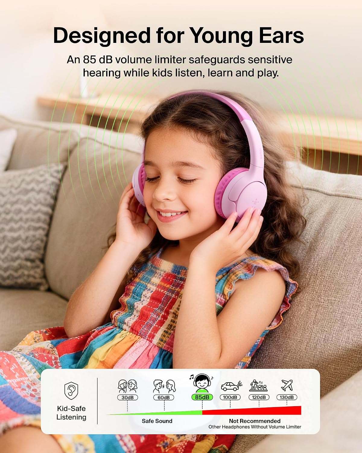 AUDÍFONOS BELKIN SOUNDFORM MINI 2 KIDS INALÁMBRICOS Y CON CABLE 55 HORAS DE REPRODUCCIÓN - 3