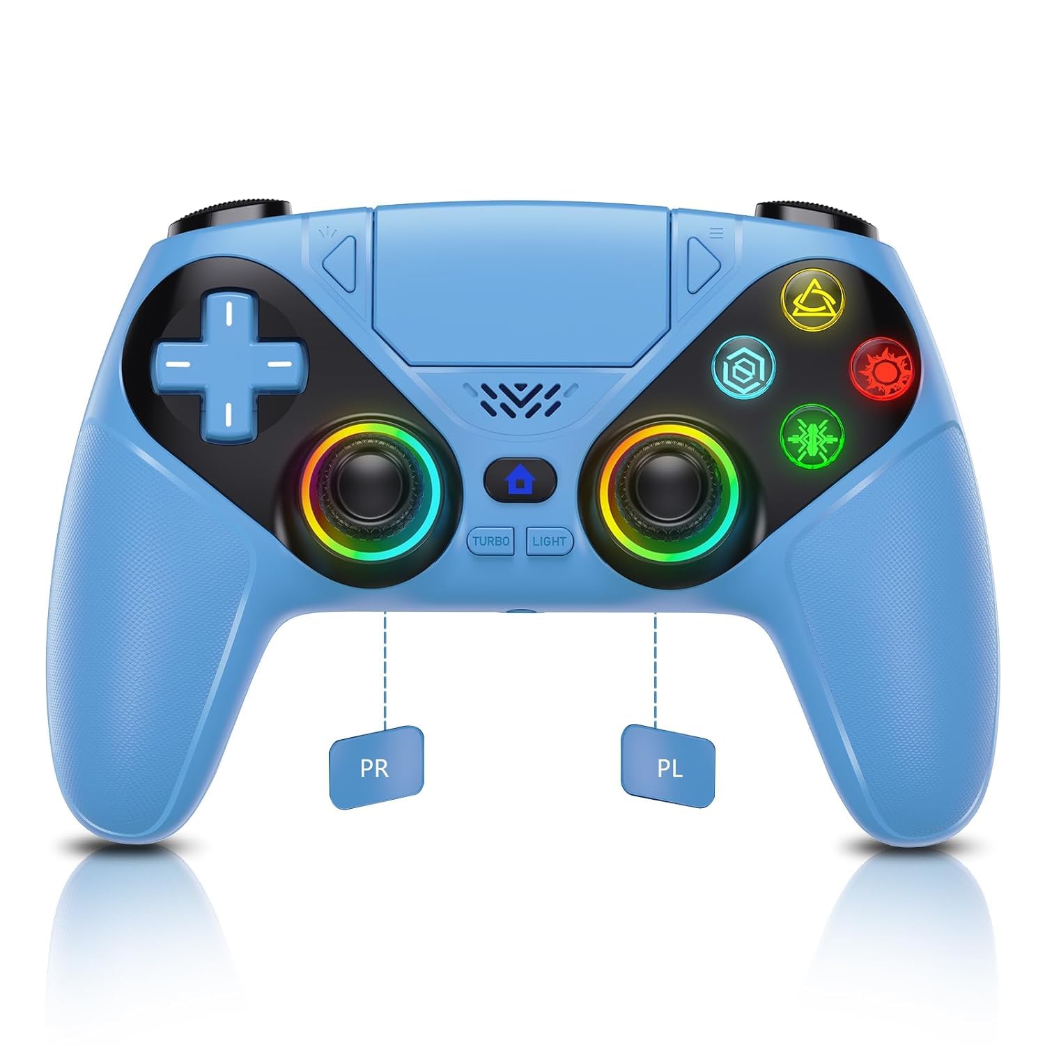 MANDO INALÁMBRICO DINOSOO RGB PARA PS5 Y PC BLUETOOTH CON TURBO Y VIBRACIÓN DINÁMICA 1000MAH NARANJA - 1
