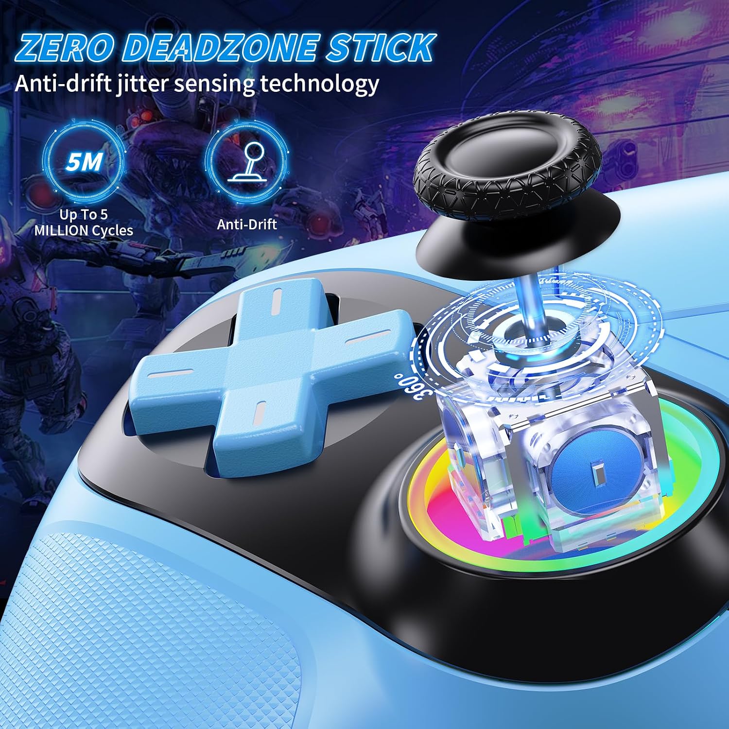 MANDO INALÁMBRICO GAMROMBO LED PARA PS5 CON VIBRACIÓN DUAL Y CONTROL DE MOVIMIENTO - 3
