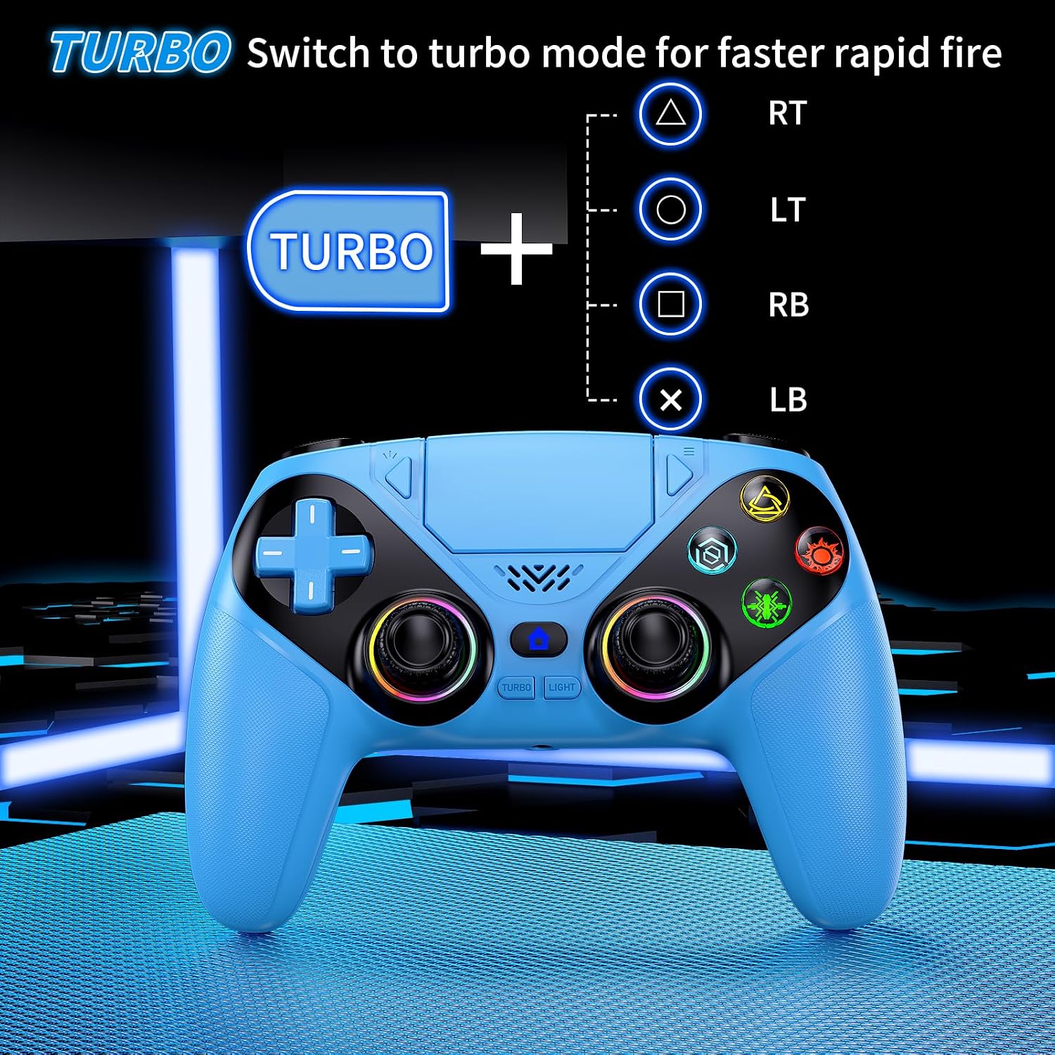 MANDO INALÁMBRICO GAMROMBO LED PARA PS5 CON VIBRACIÓN DUAL Y CONTROL DE MOVIMIENTO - 5