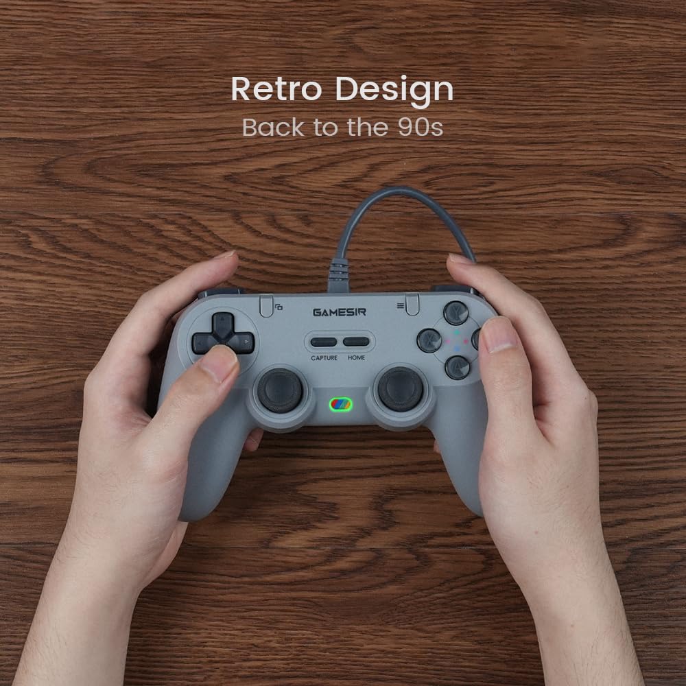 MANDO CON CABLE GAMESIR TEGENARIA LITE PARA SWITCH, ANDROID, IOS, PC, STEAM GRIS RETRO - 3