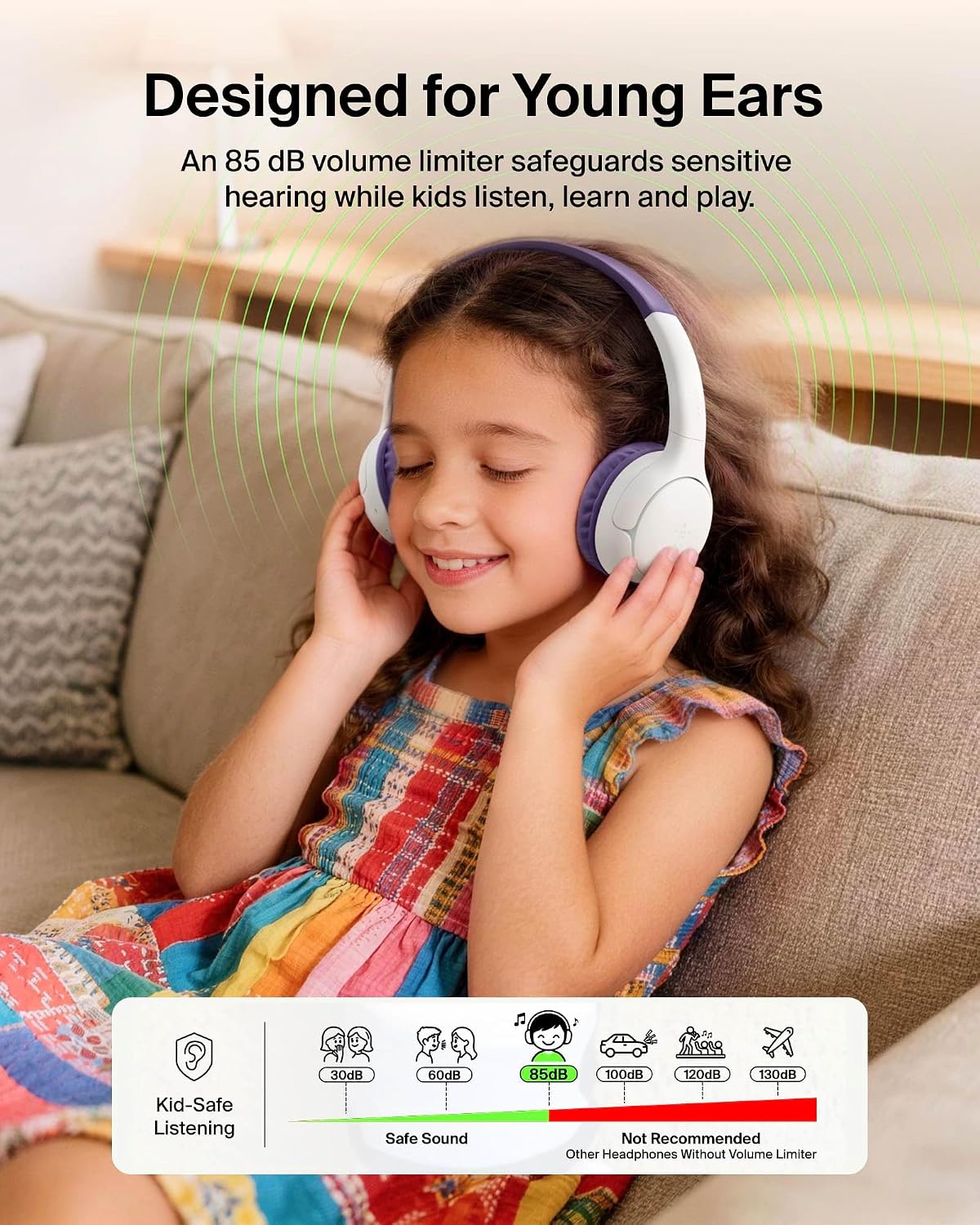 AUDÍFONOS BELKIN SOUNDFORM MINI 2 KIDS INALÁMBRICOS Y CON CABLE 55 HORAS DE REPRODUCCIÓN - 3