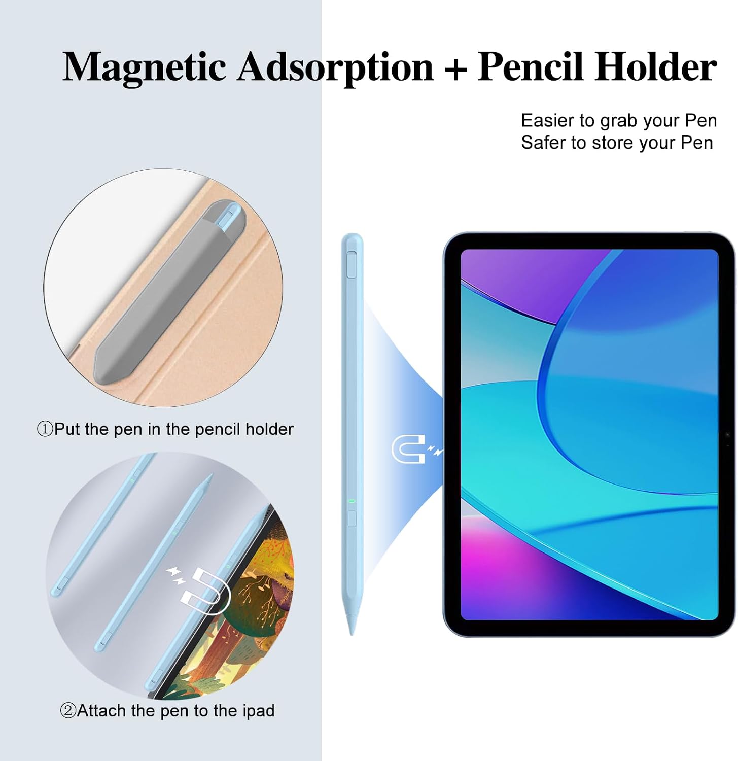 LÁPIZ STYLUS MILIKILO PARA IPAD 11ª Y 10ª GENERACIÓN CON SOPORTE PARA LÁPIZ Y RECHAZO DE PALMA - 4