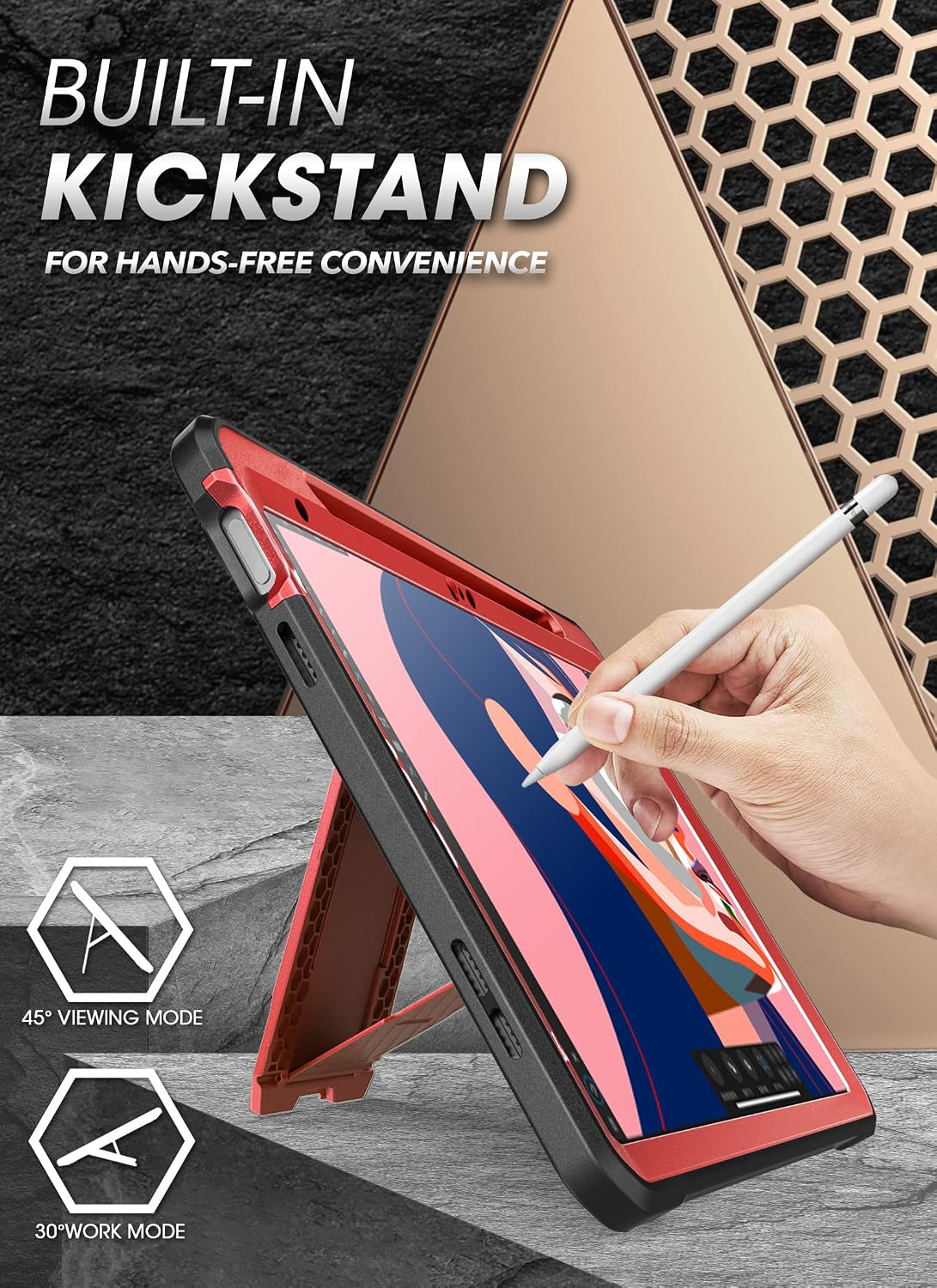 FUNDA PARA IPAD SUPCASE 11' 11ª GEN A16 2025 CON PROTECTOR DE PANTALLA ROJO - 5