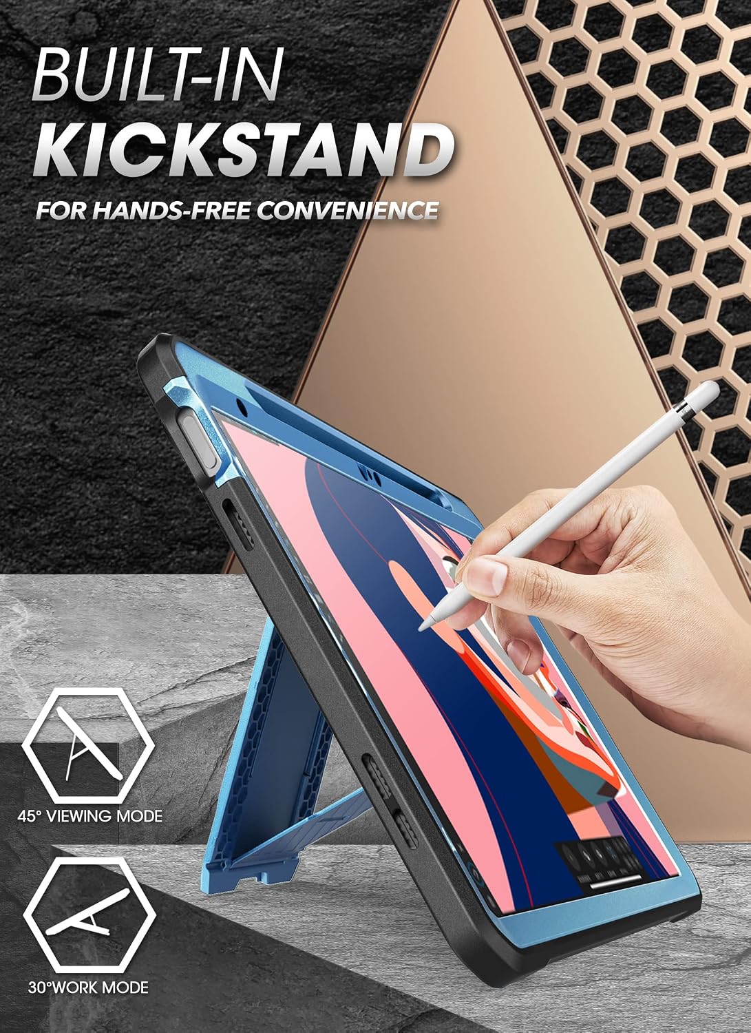 FUNDA PARA IPAD SUPCASE 11' 11ª GEN A16 2025 CON PROTECTOR DE PANTALLA AZUL - 5