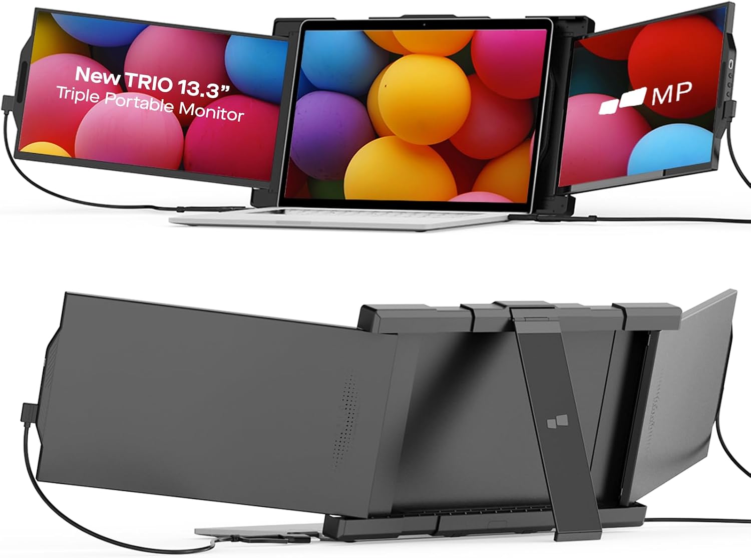 MONITOR PORTÁTIL MP MOBILE PIXELS TRIO 13.3'' PARA LAPTOPS 13''-14'' CON SOPORTE INTEGRADO Y TRIPLE PANTALLA FULL HD IPS - 1