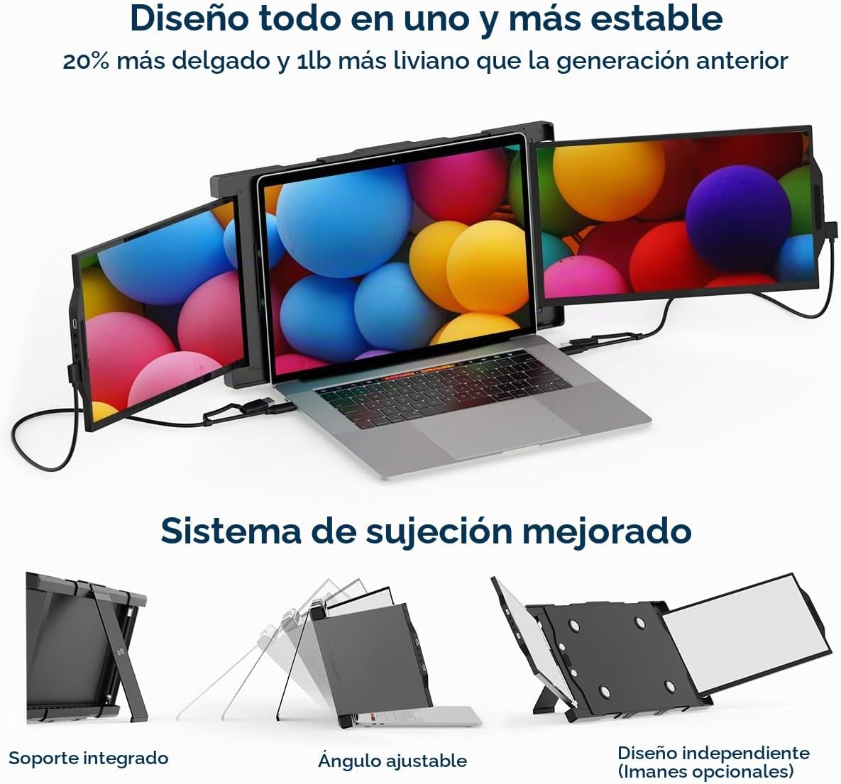 MONITOR PORTÁTIL MP MOBILE PIXELS TRIO 13.3'' PARA LAPTOPS 13''-14'' CON SOPORTE INTEGRADO Y TRIPLE PANTALLA FULL HD IPS - 2