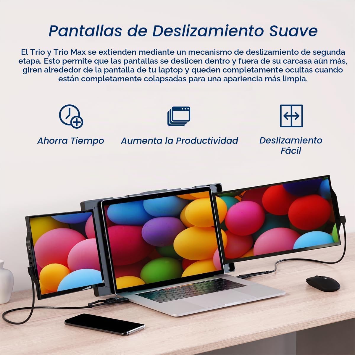 MONITOR PORTÁTIL MP MOBILE PIXELS TRIO 13.3'' PARA LAPTOPS 13''-14'' CON SOPORTE INTEGRADO Y TRIPLE PANTALLA FULL HD IPS - 3
