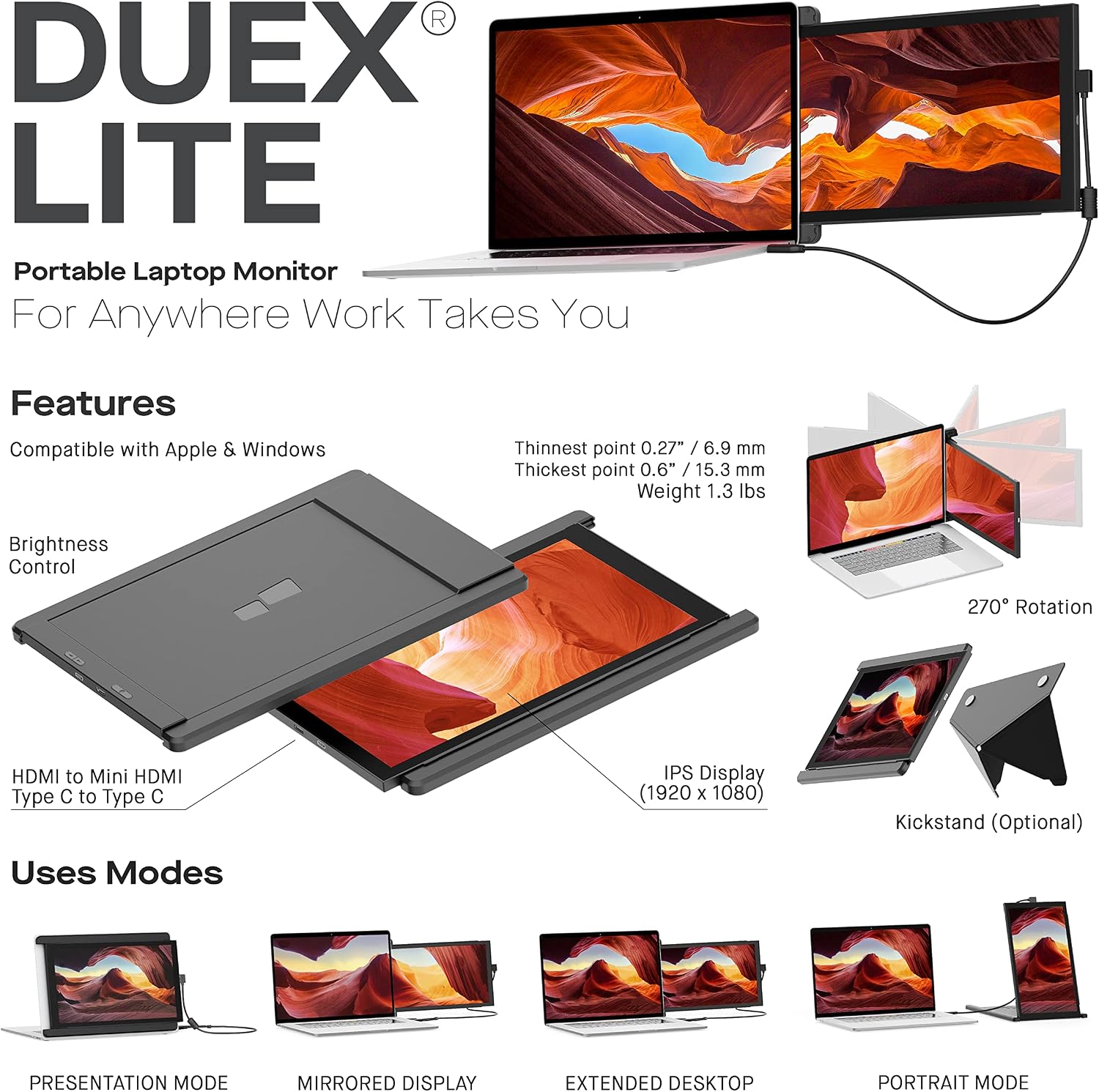 MONITOR PORTÁTIL MP MOBILE PIXELS DUEX LITE 12.5 PULGADAS FHD 1080P - 2
