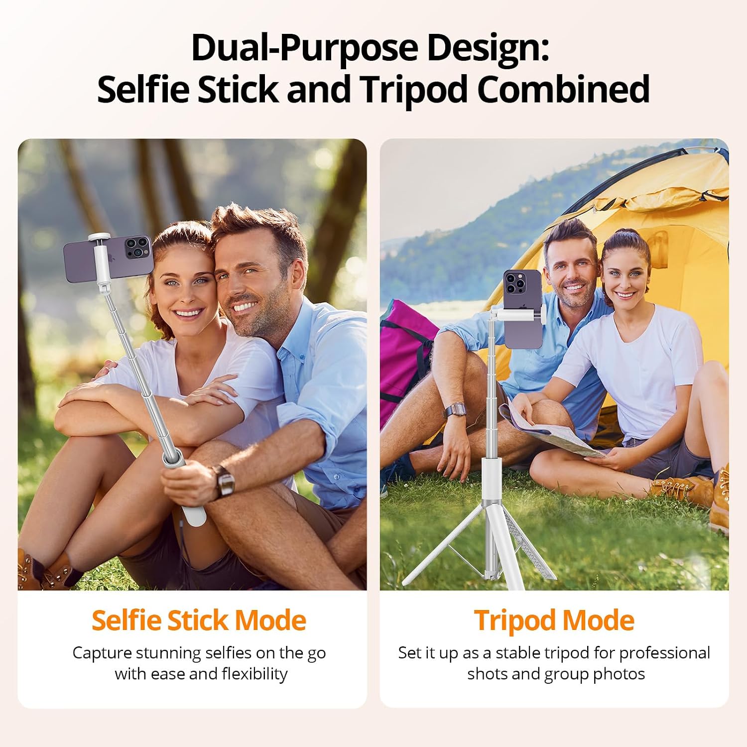 TRÍPODE SELFIE STICK ATUMTEK 62' ALUMINIO CON CONTROL BLUETOOTH RECARGABLE BLANCO - 3