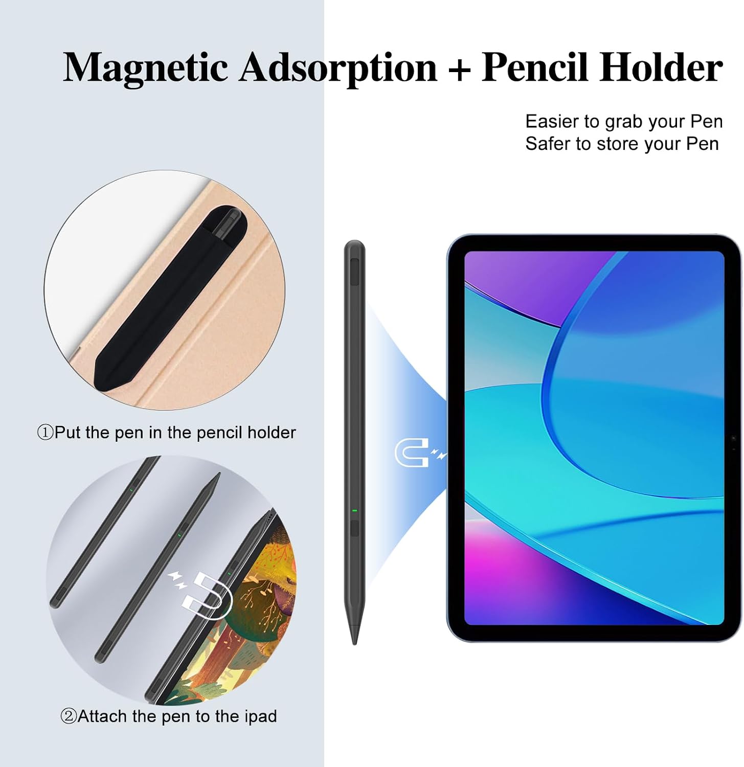 LÁPIZ STYLUS MILIKILO PARA IPAD 11ª Y 10ª GENERACIÓN CON SOPORTE PARA LÁPIZ Y RECHAZO DE PALMA - 5