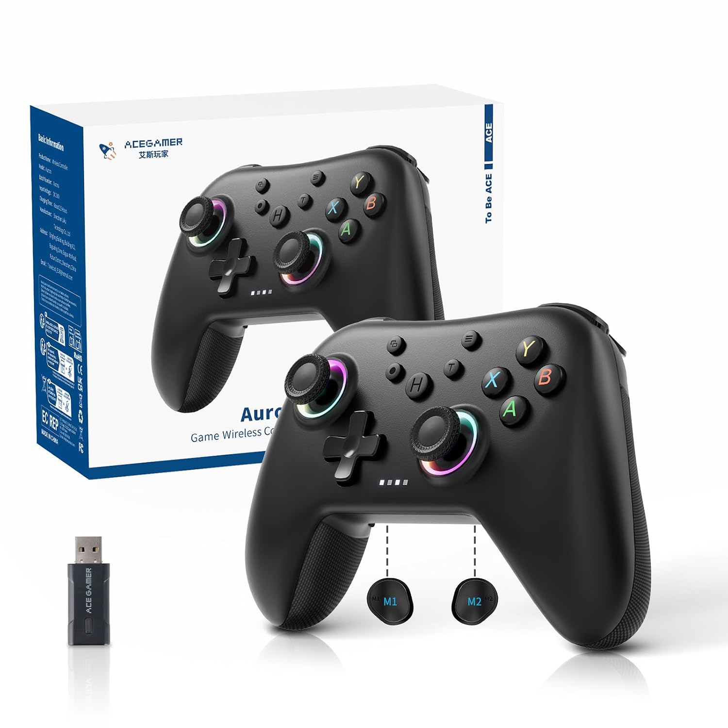 CONTROL INALÁMBRICO ACEGAMER AURORA II BLUETOOTH 2.4G PARA PC/ANDROID/SWITCH/IOS/STEAM DECK - 1