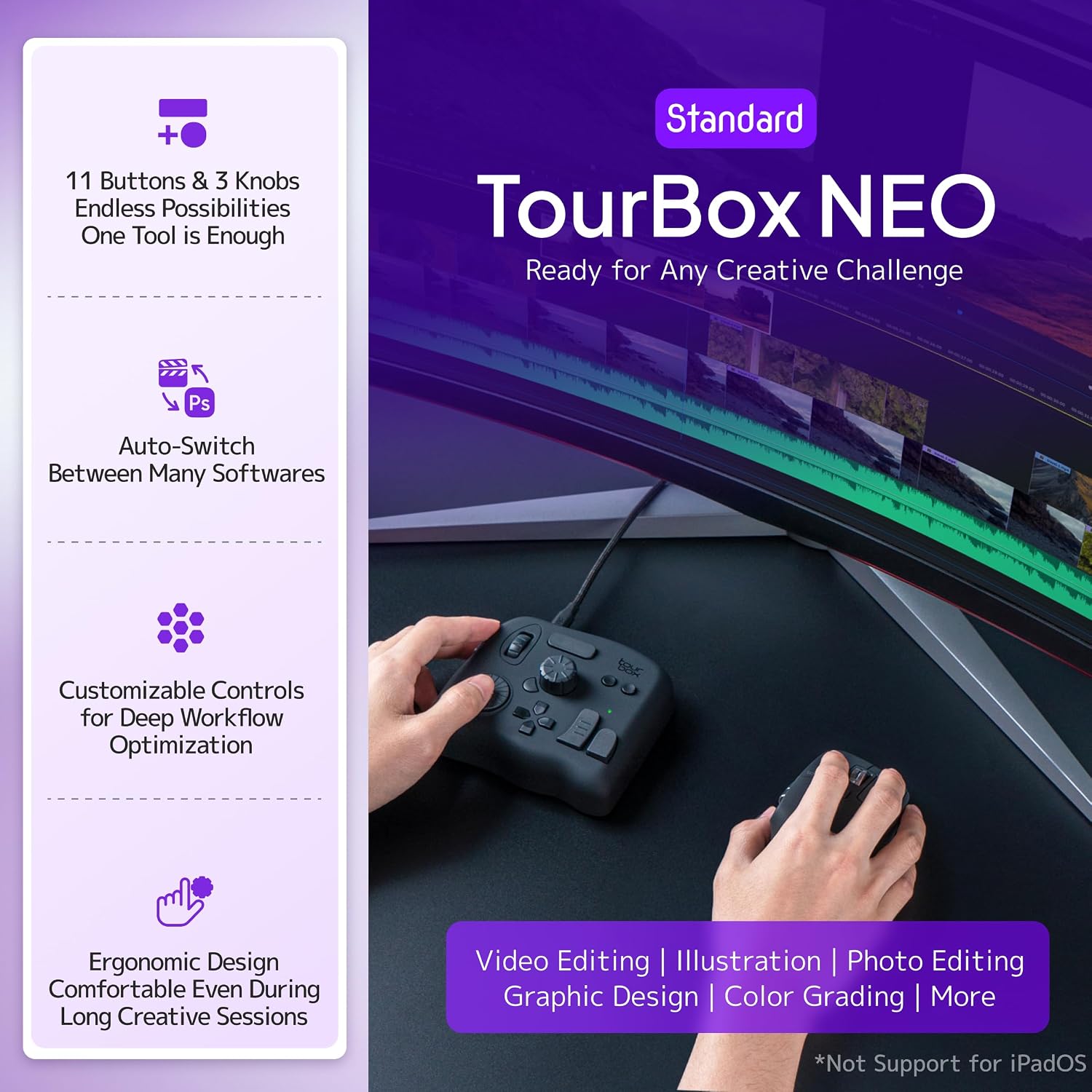 CONTROLADOR PARA EDICIÓN TOURBOX NEO CON CABLE Y ESTUCHE - 2