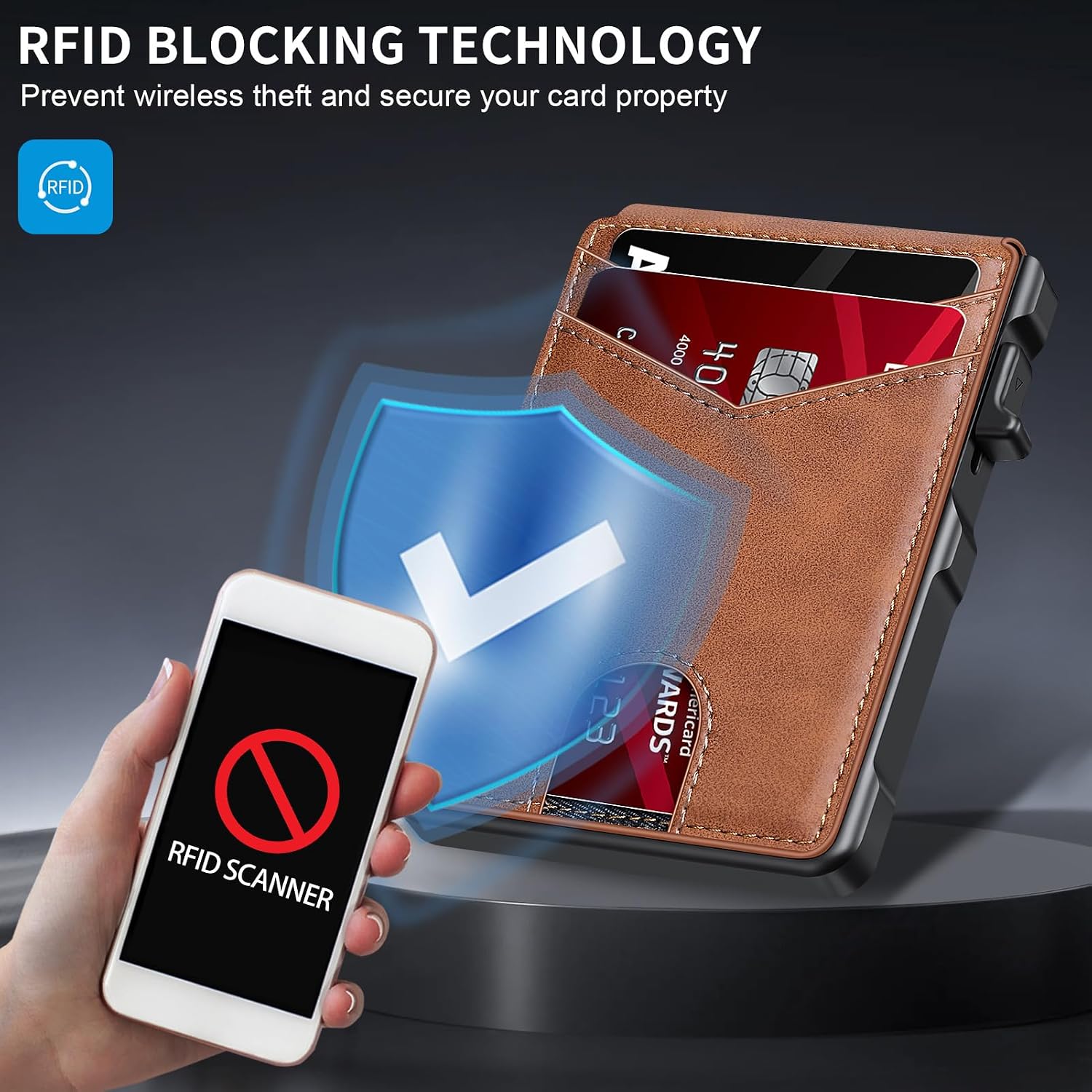 BILLETERA PARA HOMBRE KIKVES CON SOPORTE PARA AIRTAG Y BLOQUEO RFID MARRÓN - 3