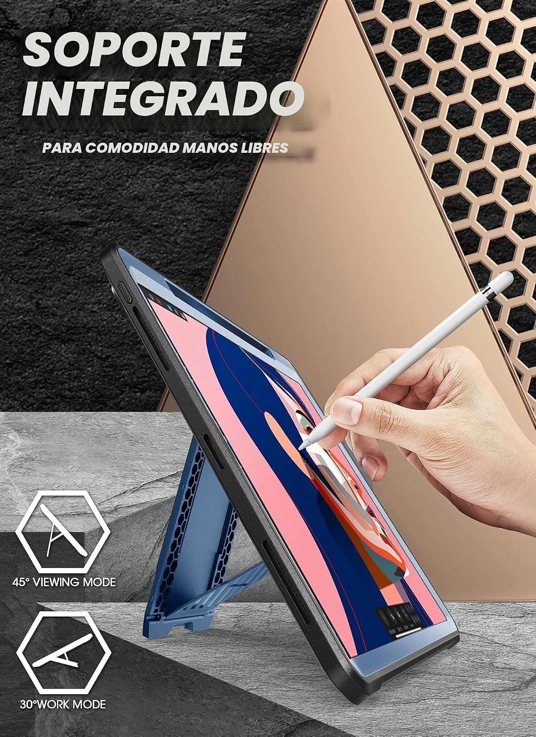 FUNDA PARA IPAD PRO 12.9 SUPCASE UB PRO 2022/2021/2020 CON SOPORTE PARA APPLE PENCIL AZUL - 4