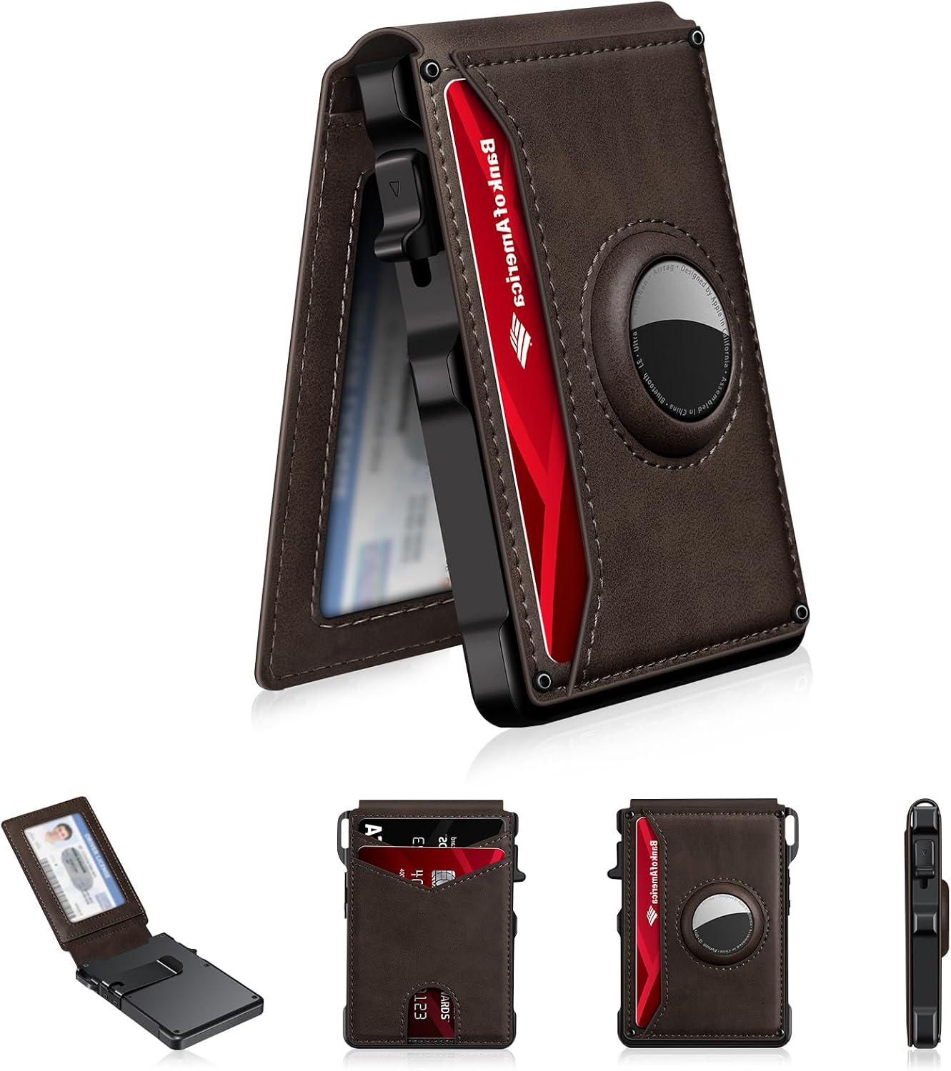 BILLETERA PARA HOMBRE KIKVES CON PORTA AIRTAG Y BLOQUEO RFID CAFÉ - 1