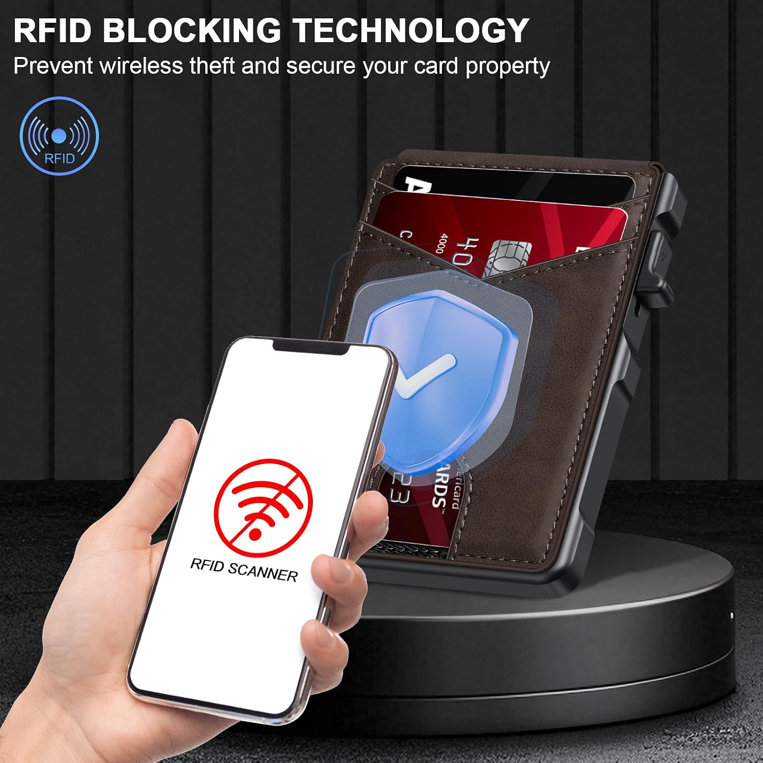 BILLETERA PARA HOMBRE KIKVES CON PORTA AIRTAG Y BLOQUEO RFID CAFÉ - 3