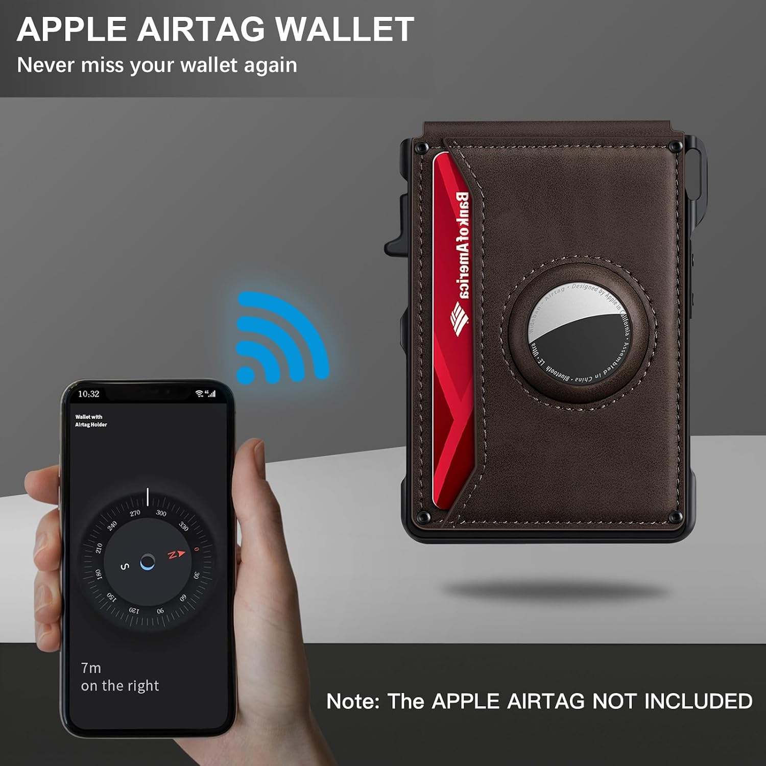 BILLETERA PARA HOMBRE KIKVES CON PORTA AIRTAG Y BLOQUEO RFID CAFÉ - 4
